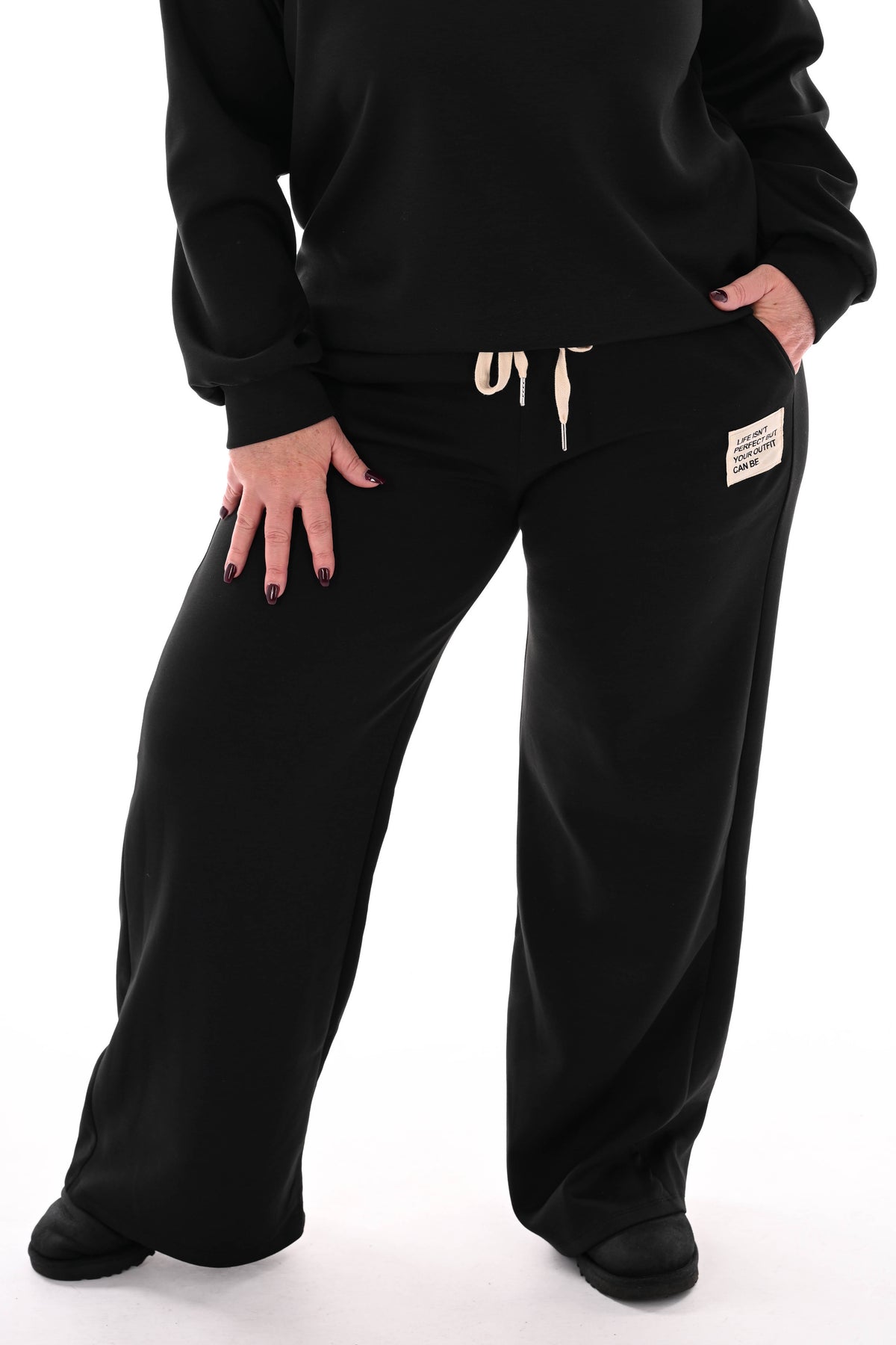 Tweedelig pak wijde broek applicatie zwart