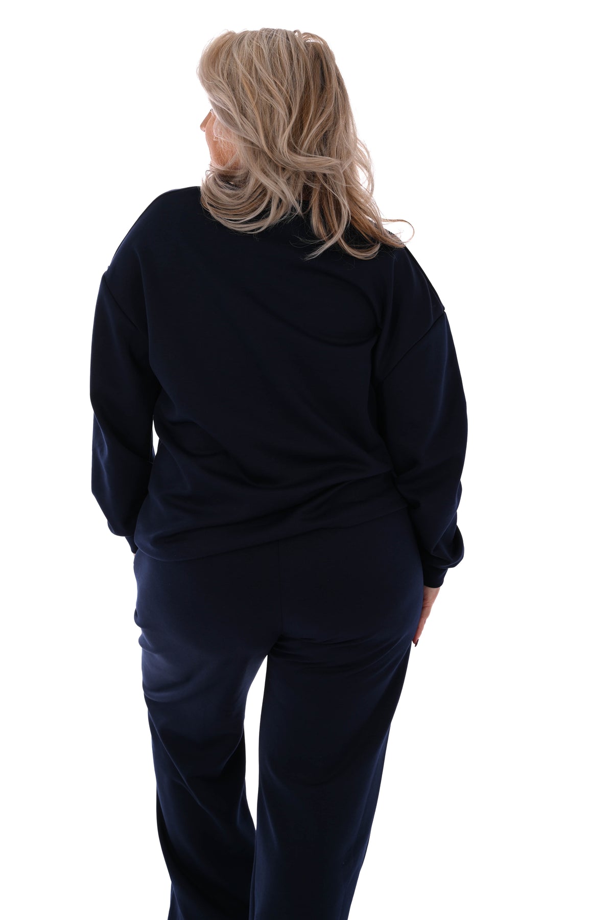 Tweedelig pak wijde broek applicatie marineblauw