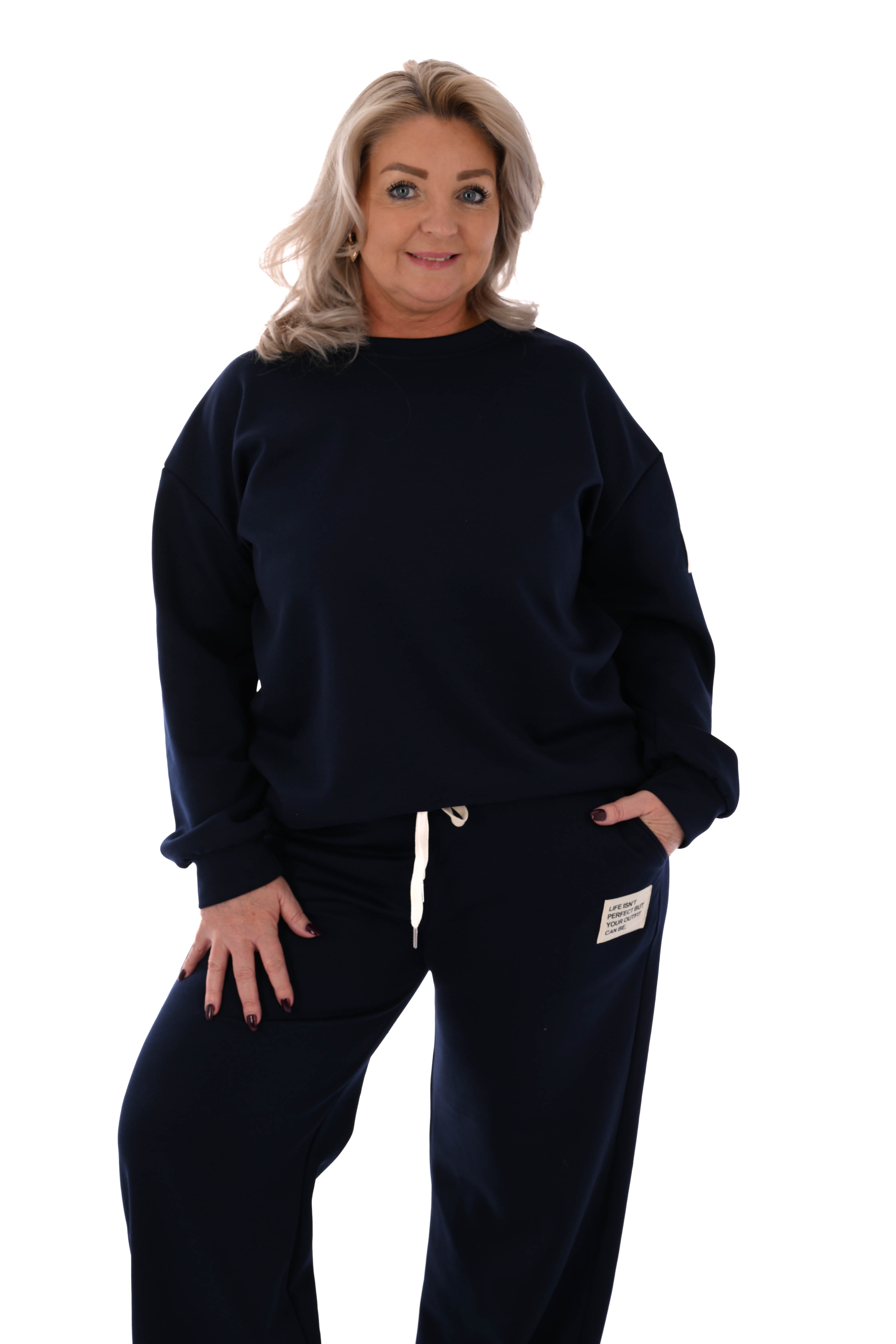 Tweedelig pak wijde broek applicatie marineblauw