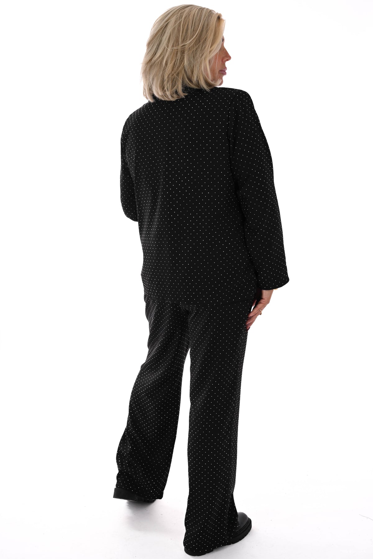 Tweedelig blazer pak strass zwart