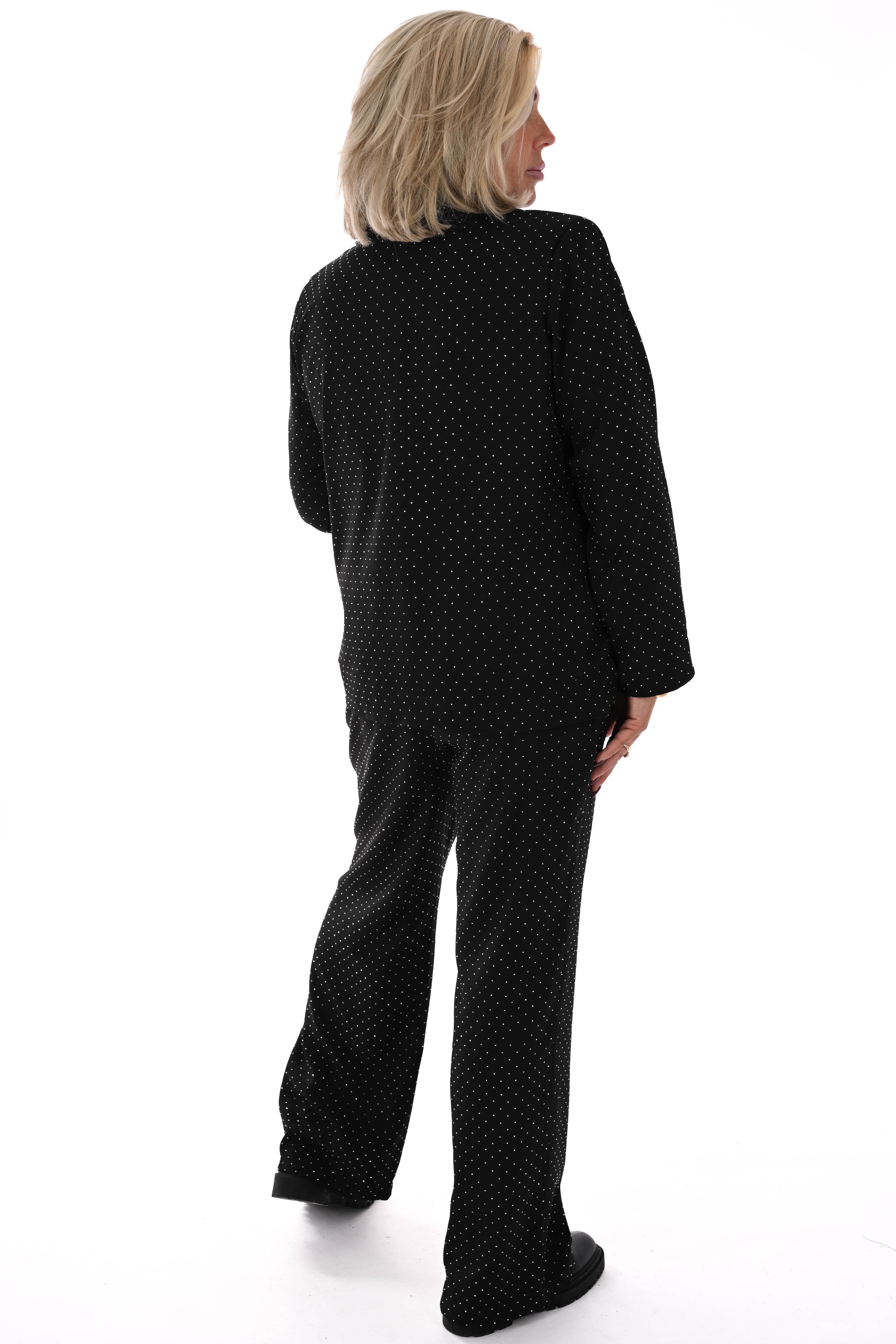 Tweedelig blazer pak strass zwart