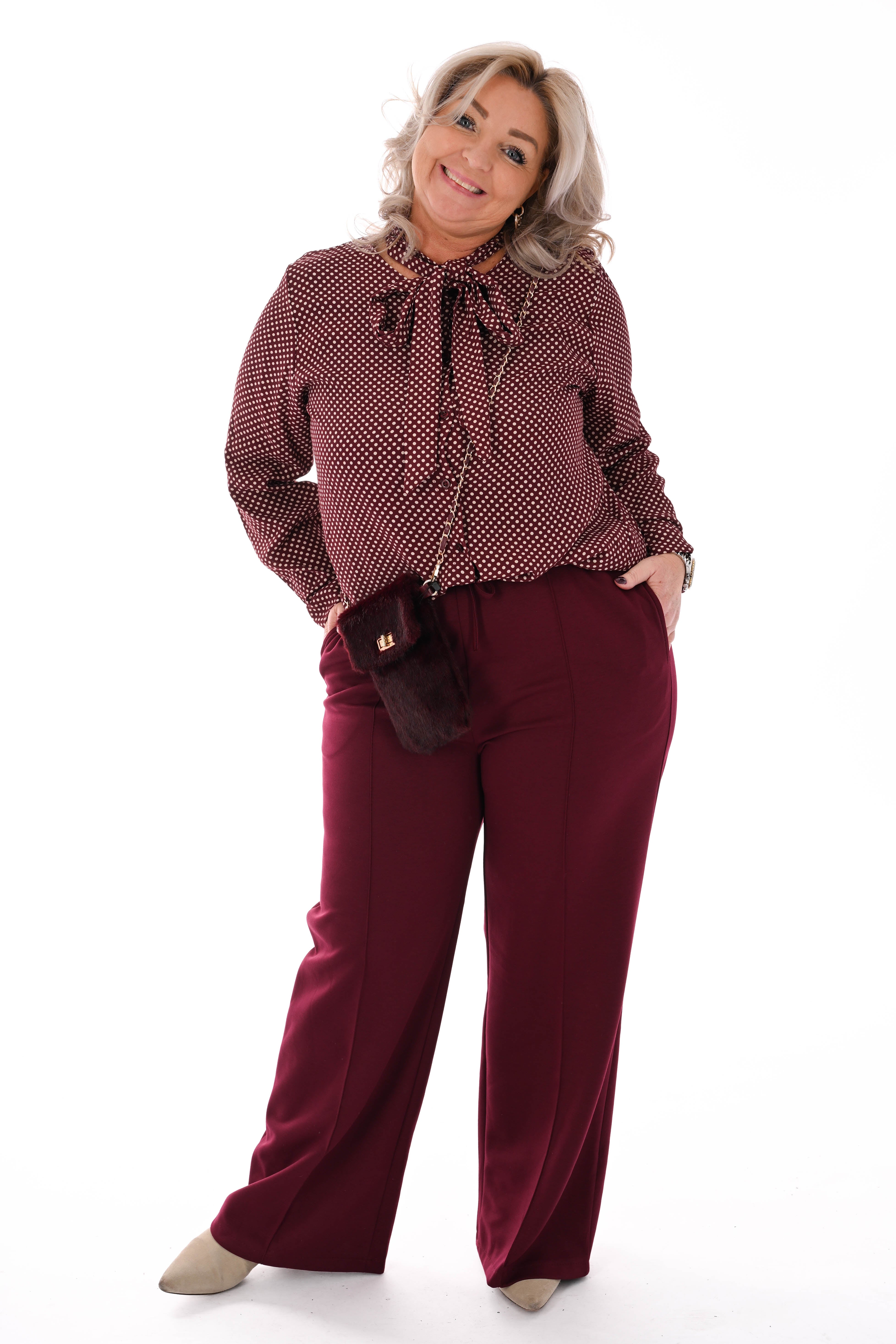 Crossbody faux fur telefoon tasje bordeaux