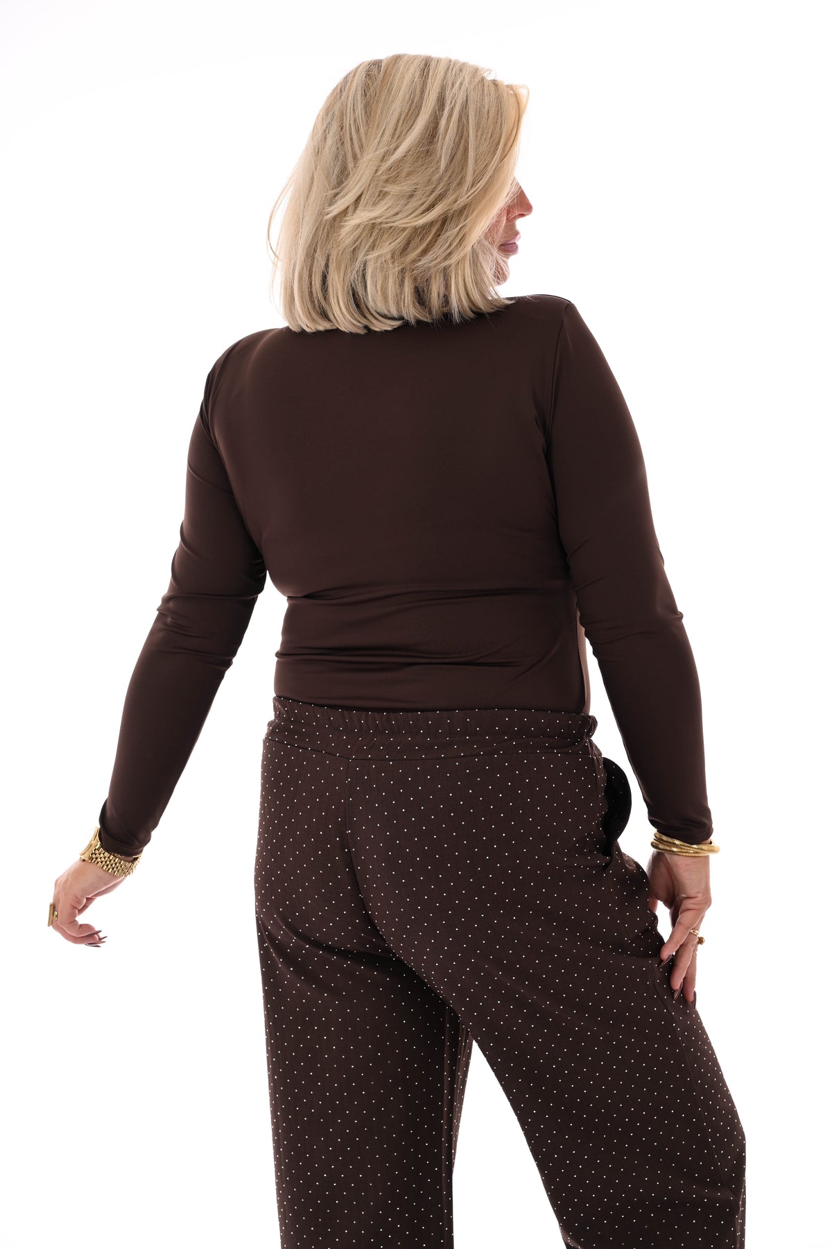 Body v-hals donkerbruin