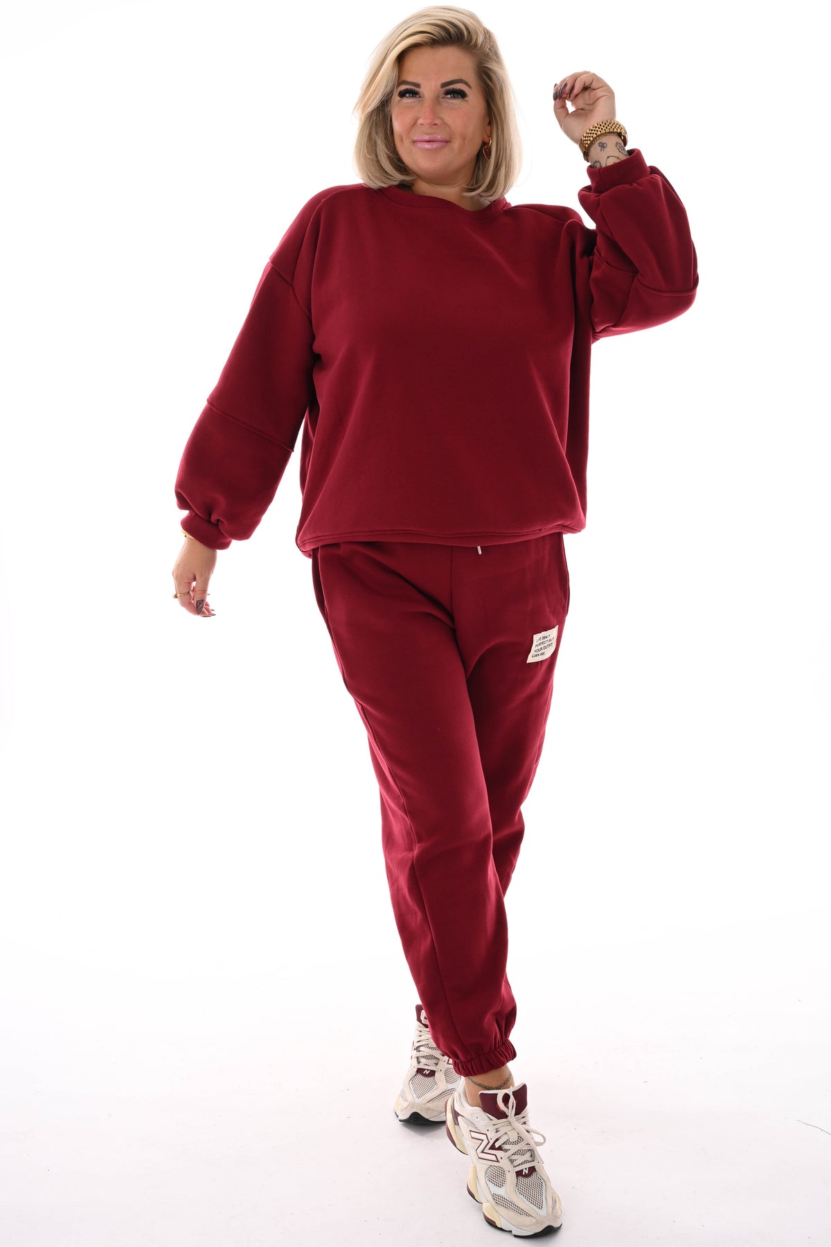 Tweedelig joggingspak applicatie bordeaux