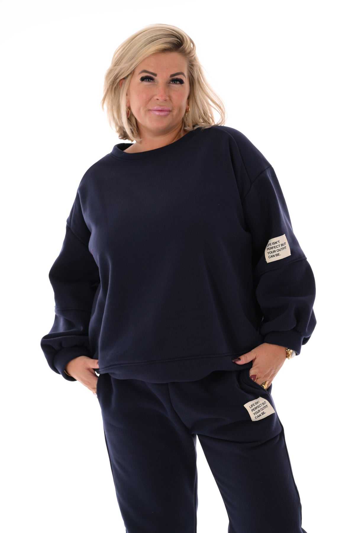 Tweedelig joggingspak applicatie marineblauw