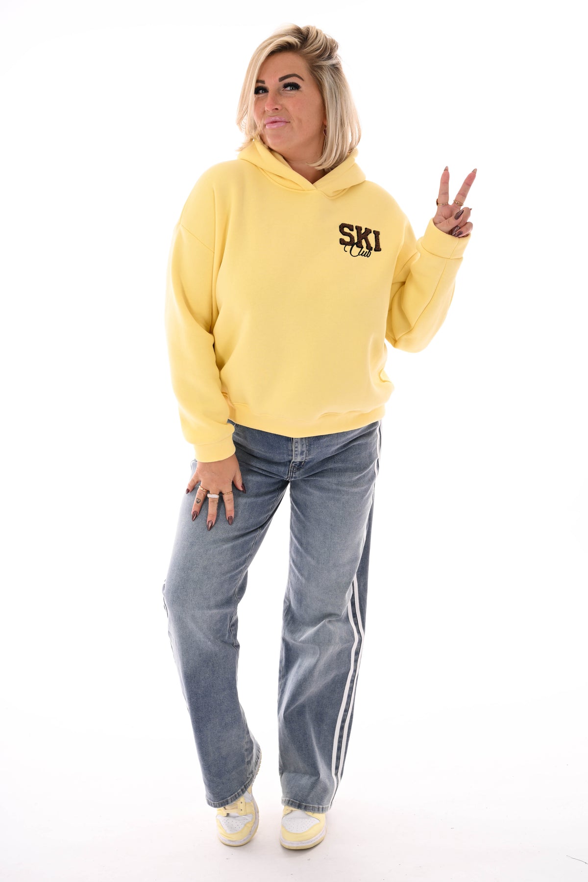 Monday wide leg met witte bies lichtblauw