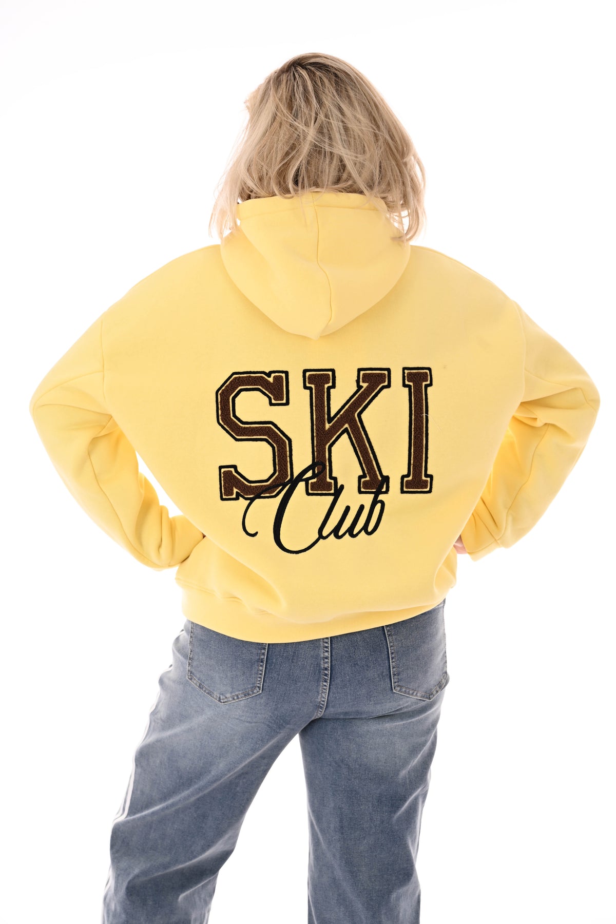 Hoodie ski club botergeel