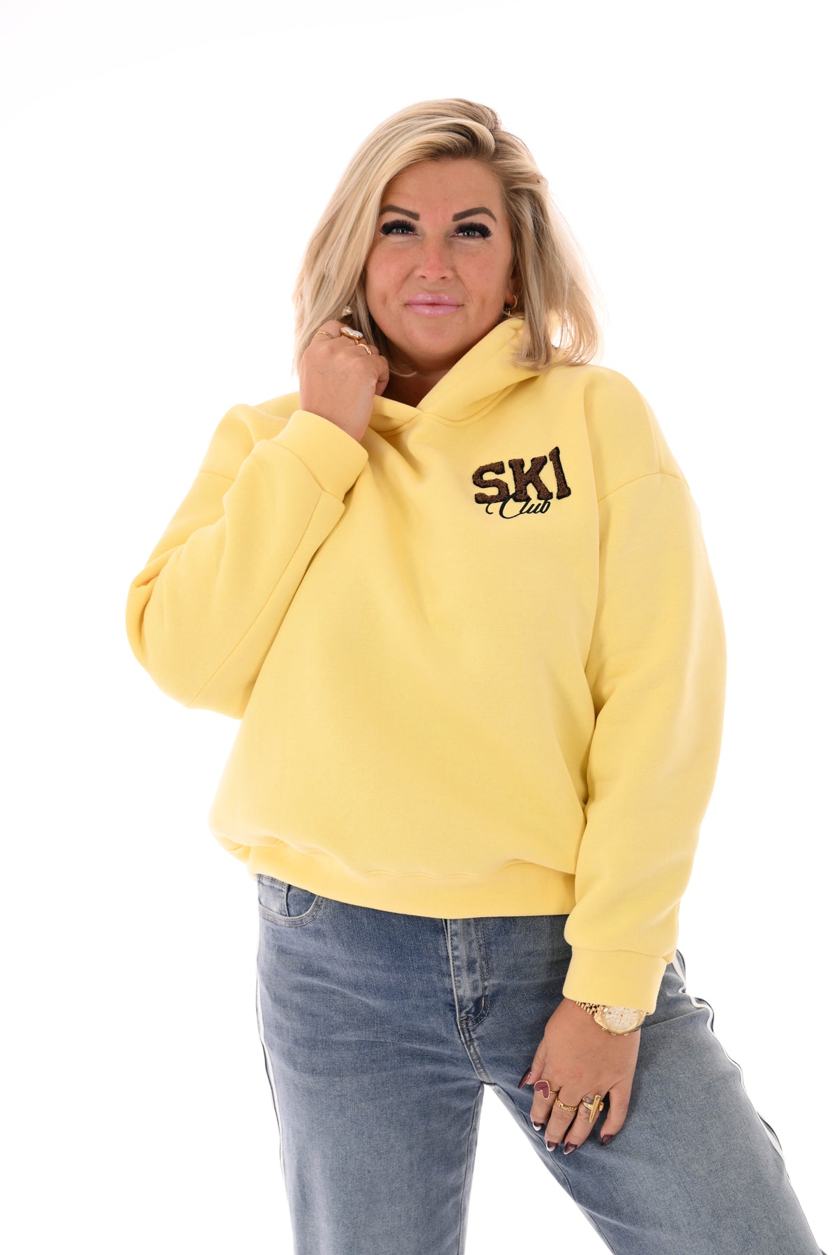 Hoodie ski club botergeel