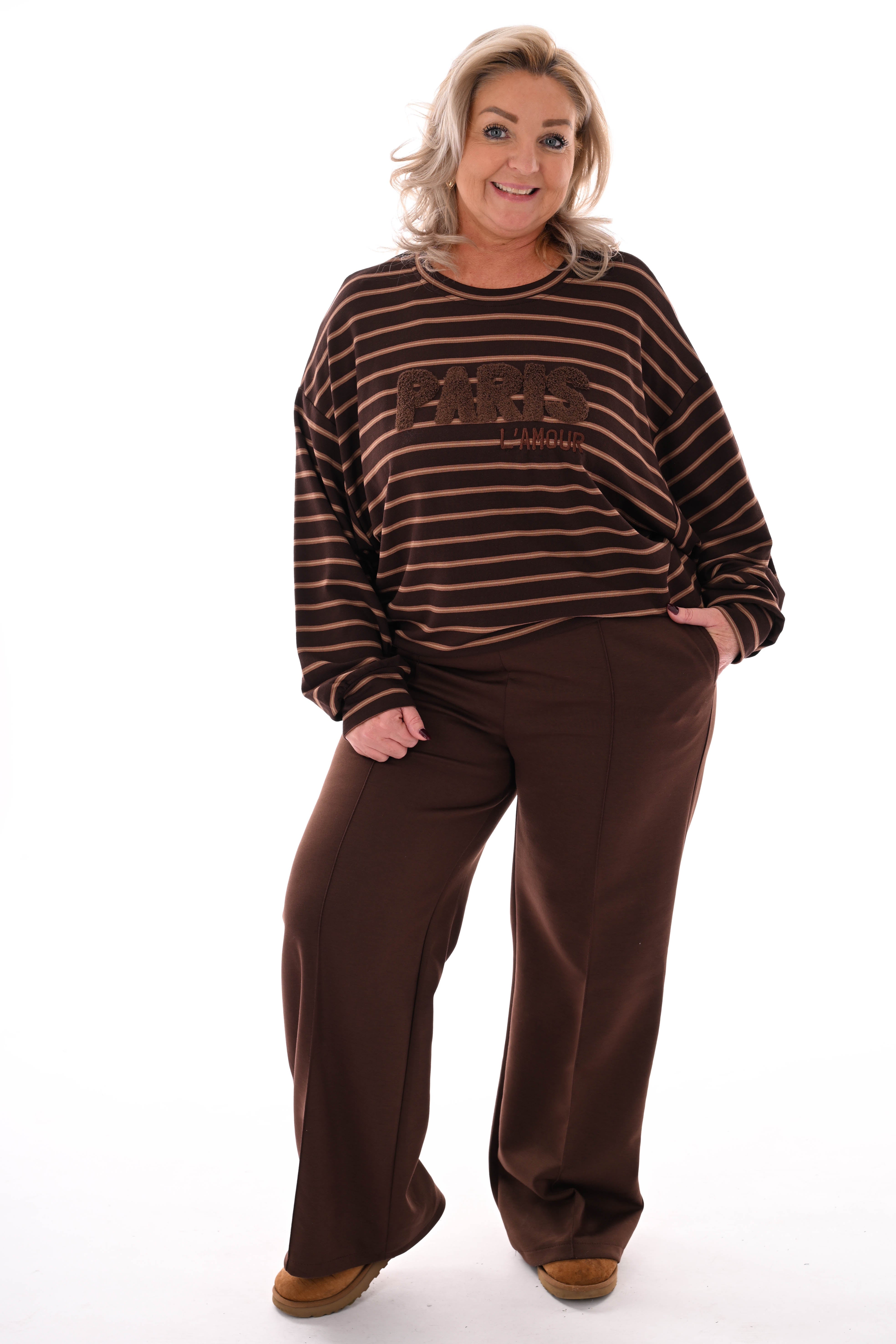 Sweater streepjes Paris bruin