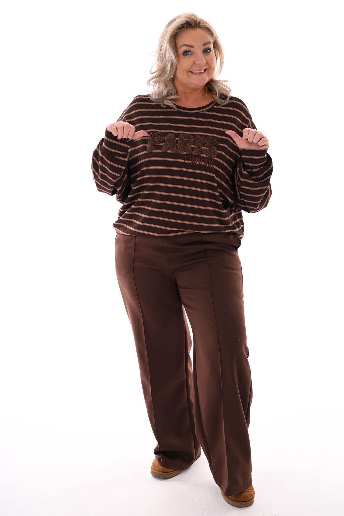 Sweater streepjes Paris bruin