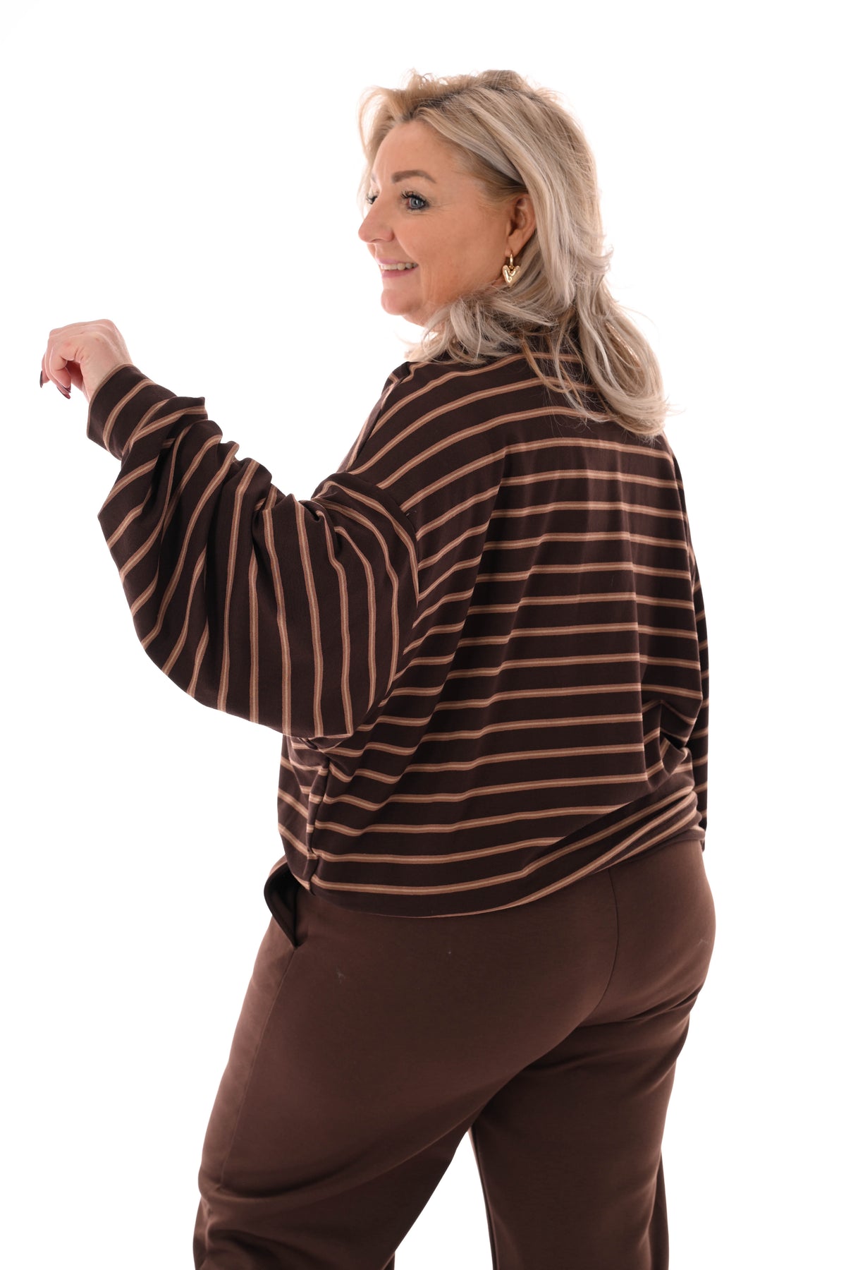 Sweater streepjes Paris bruin