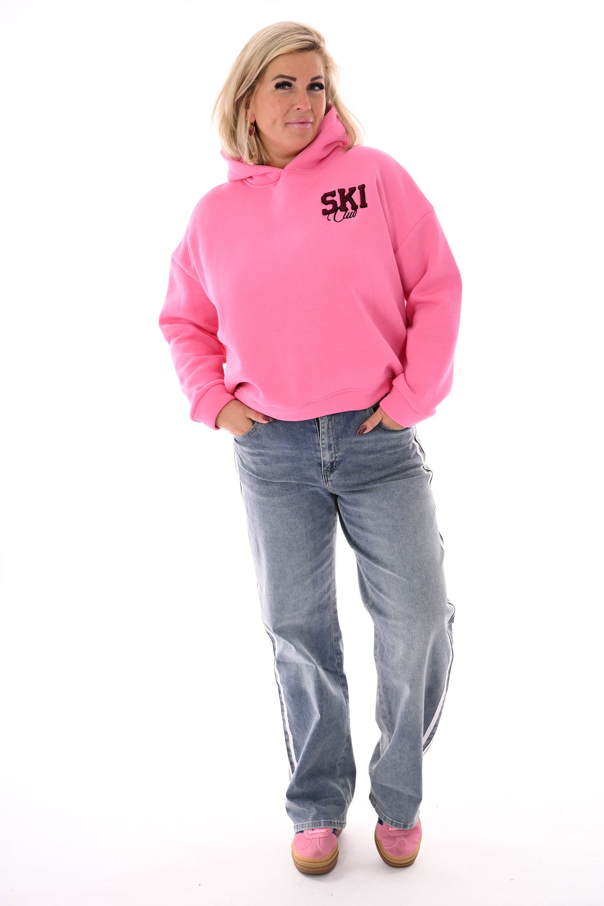 Hoodie ski club roze