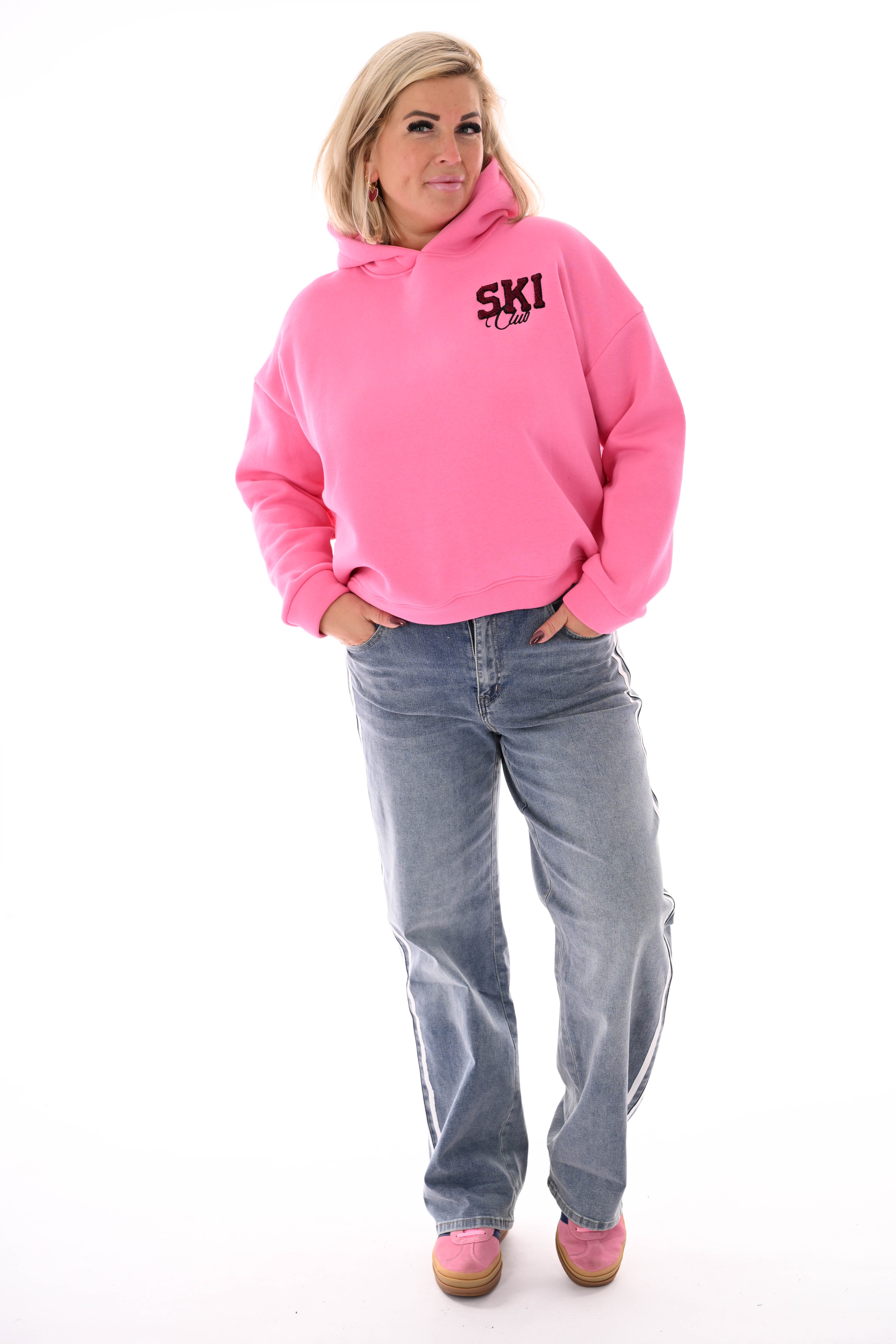 Hoodie ski club roze