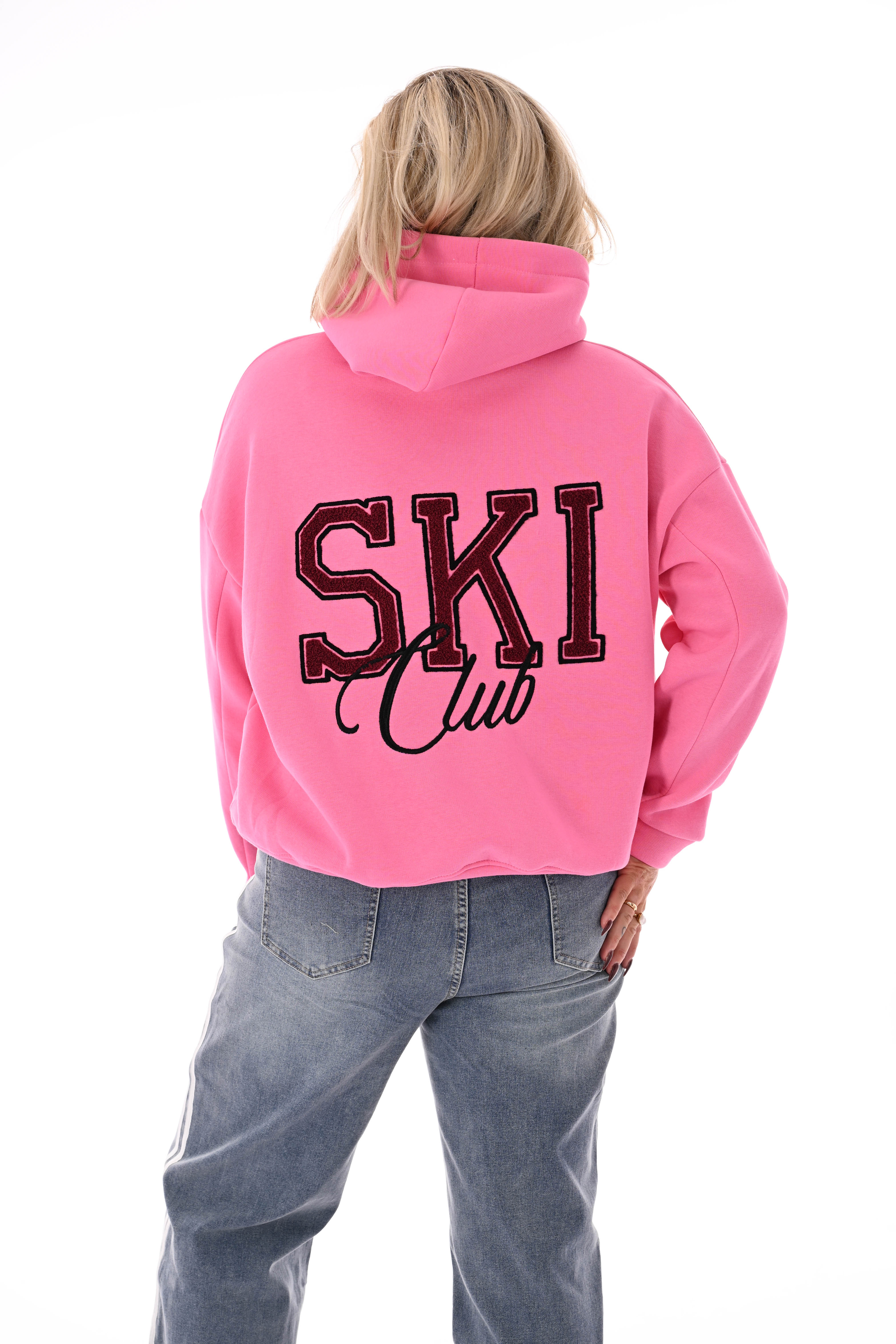 Hoodie ski club roze