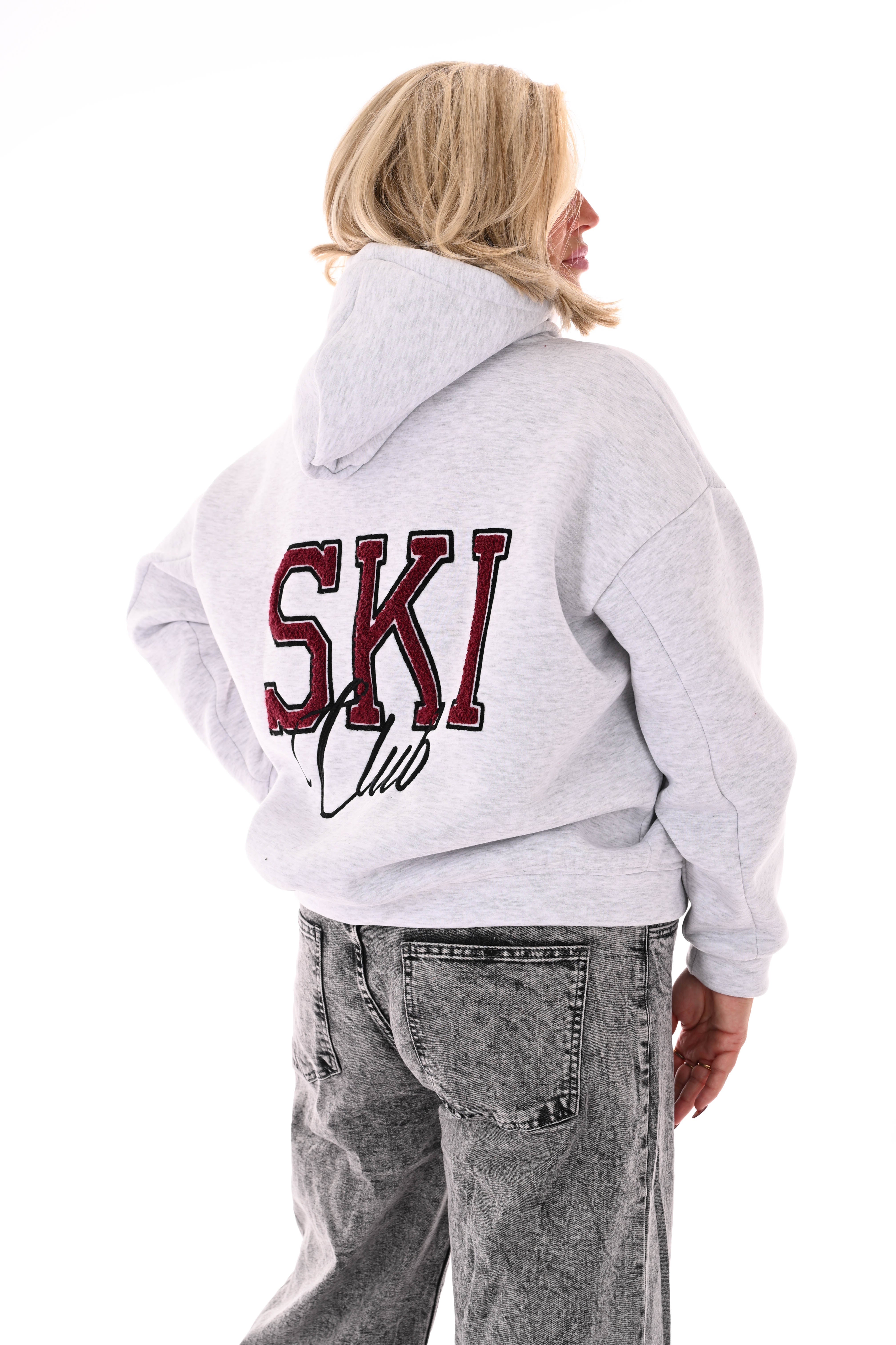 Hoodie ski club lichtgrijs