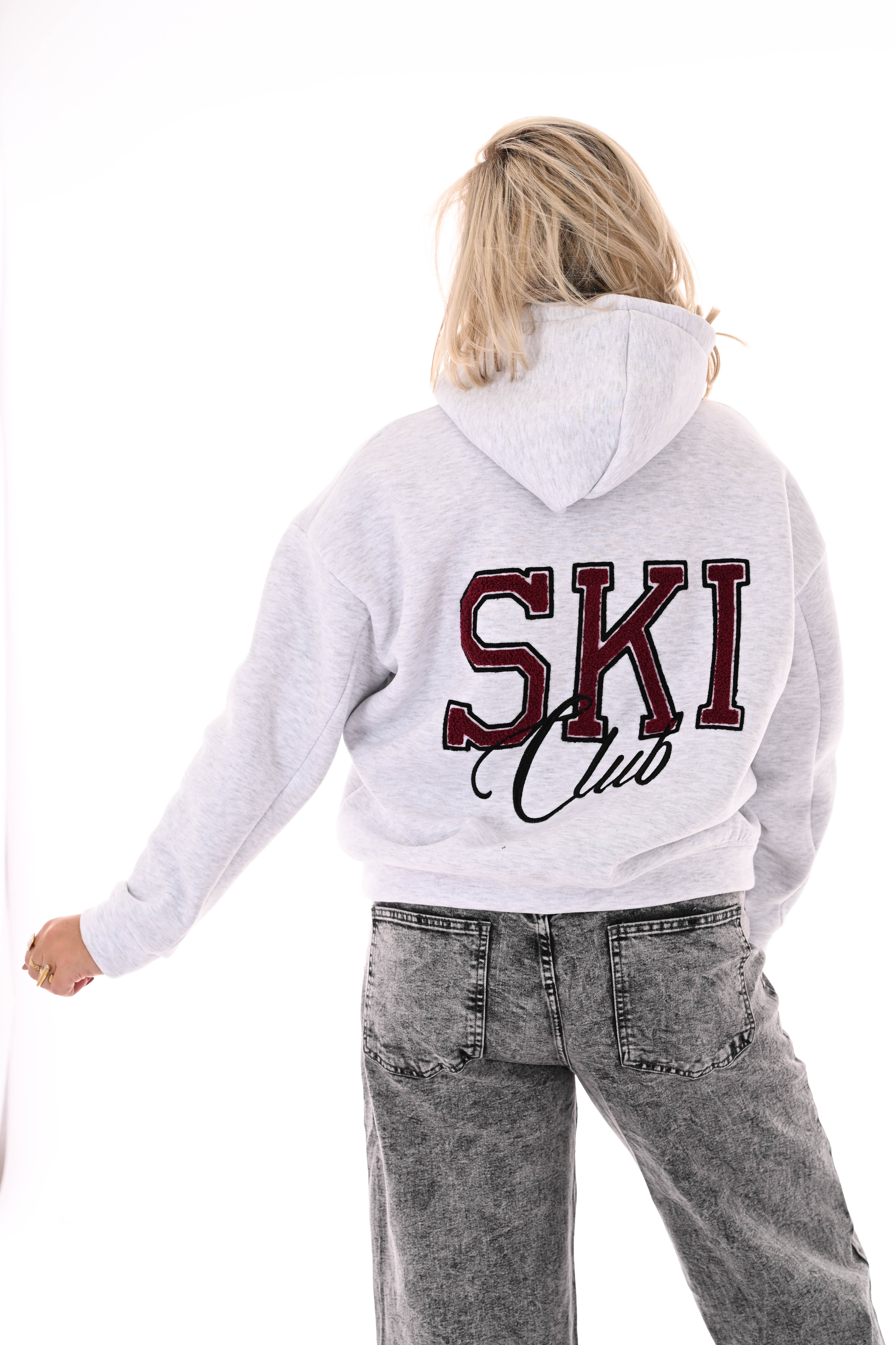 Hoodie ski club lichtgrijs