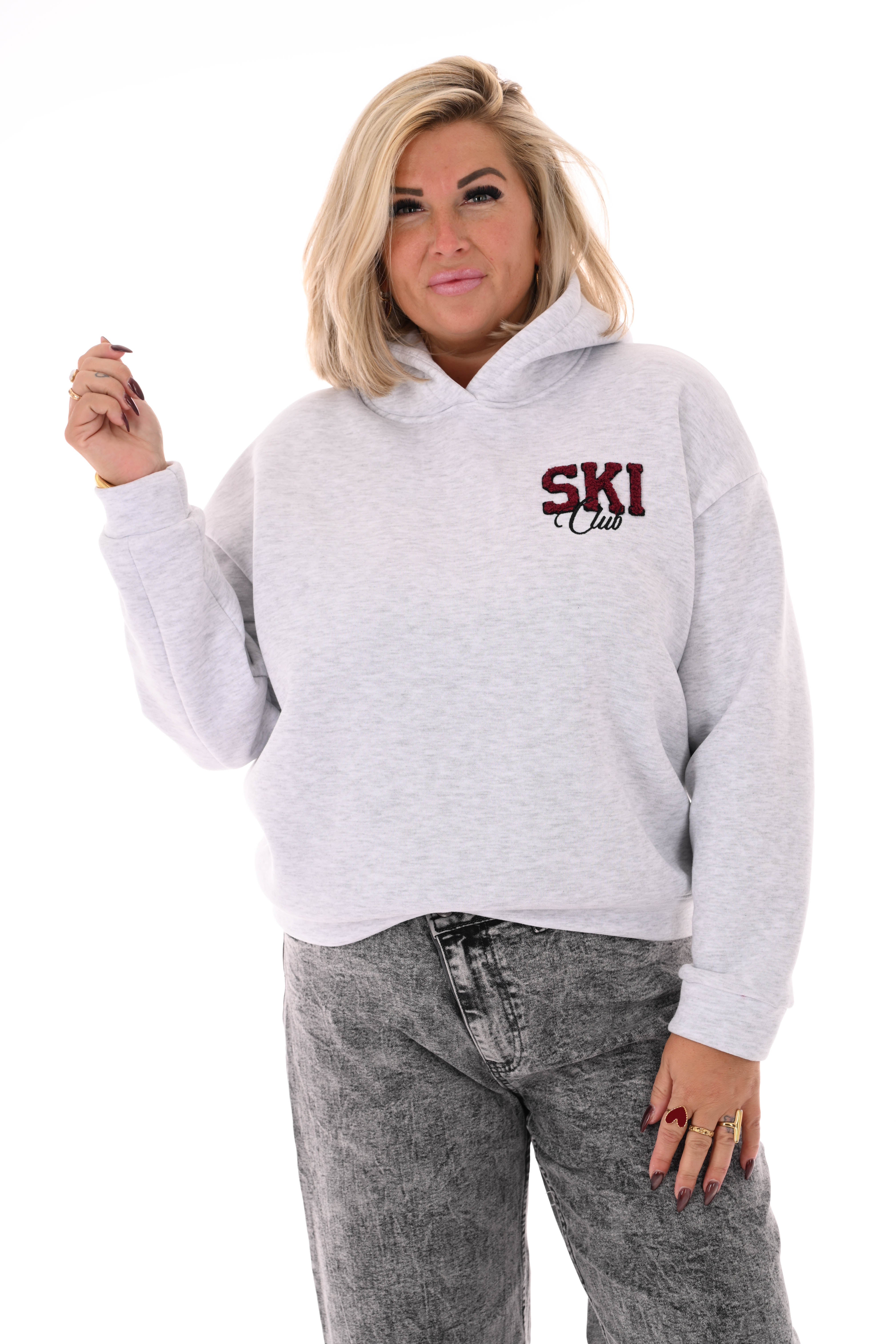 Hoodie ski club lichtgrijs