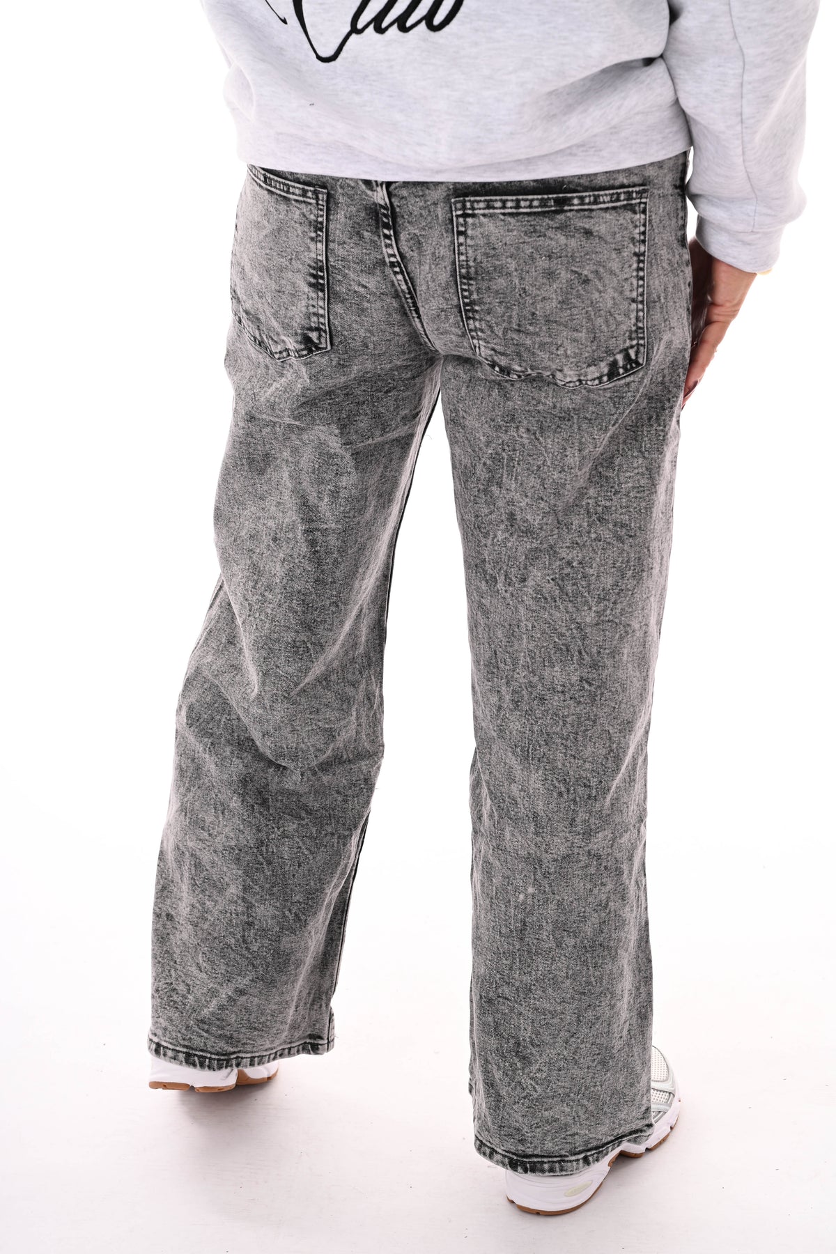 BB.S jeans wide leg schuine knoop grijs