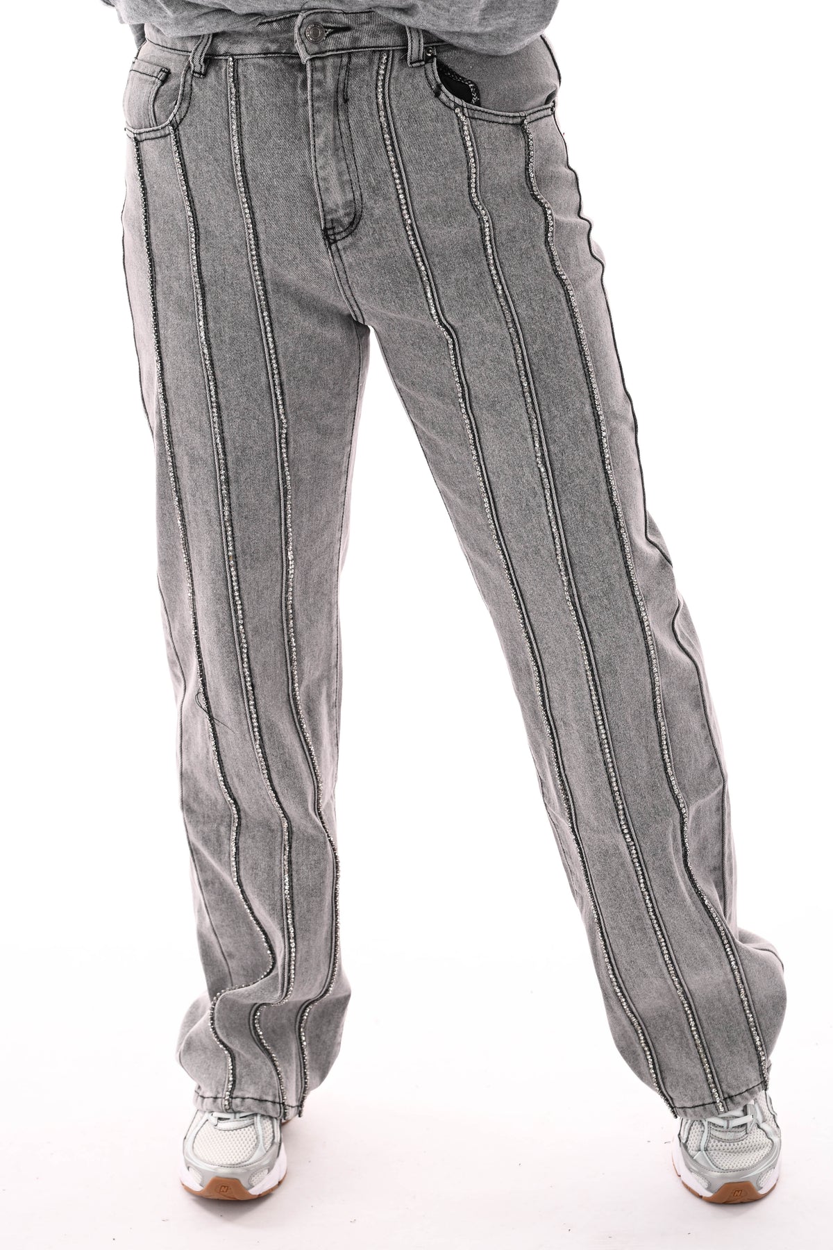 Monday wide leg glitter naden grijs