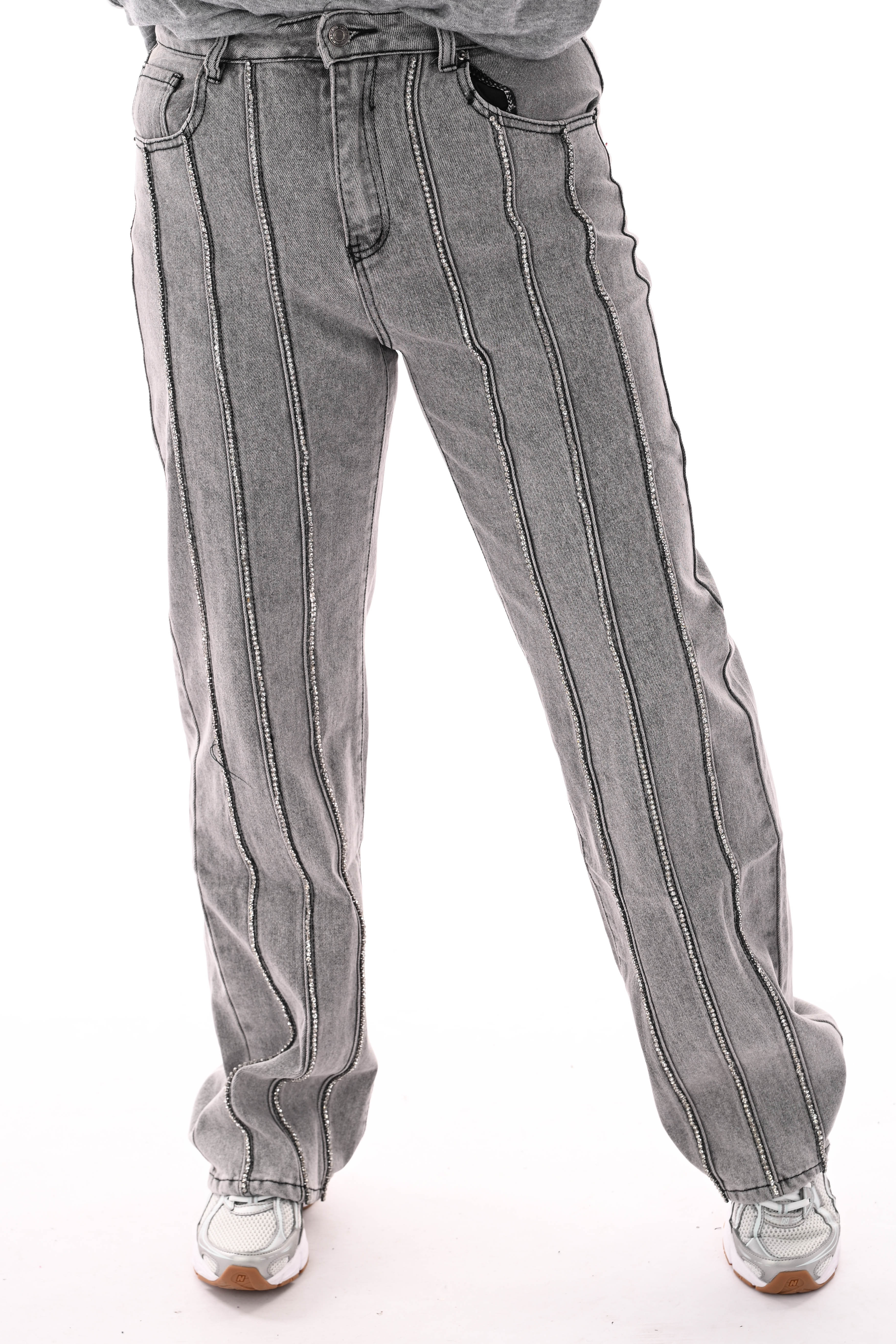 Monday wide leg glitter naden grijs