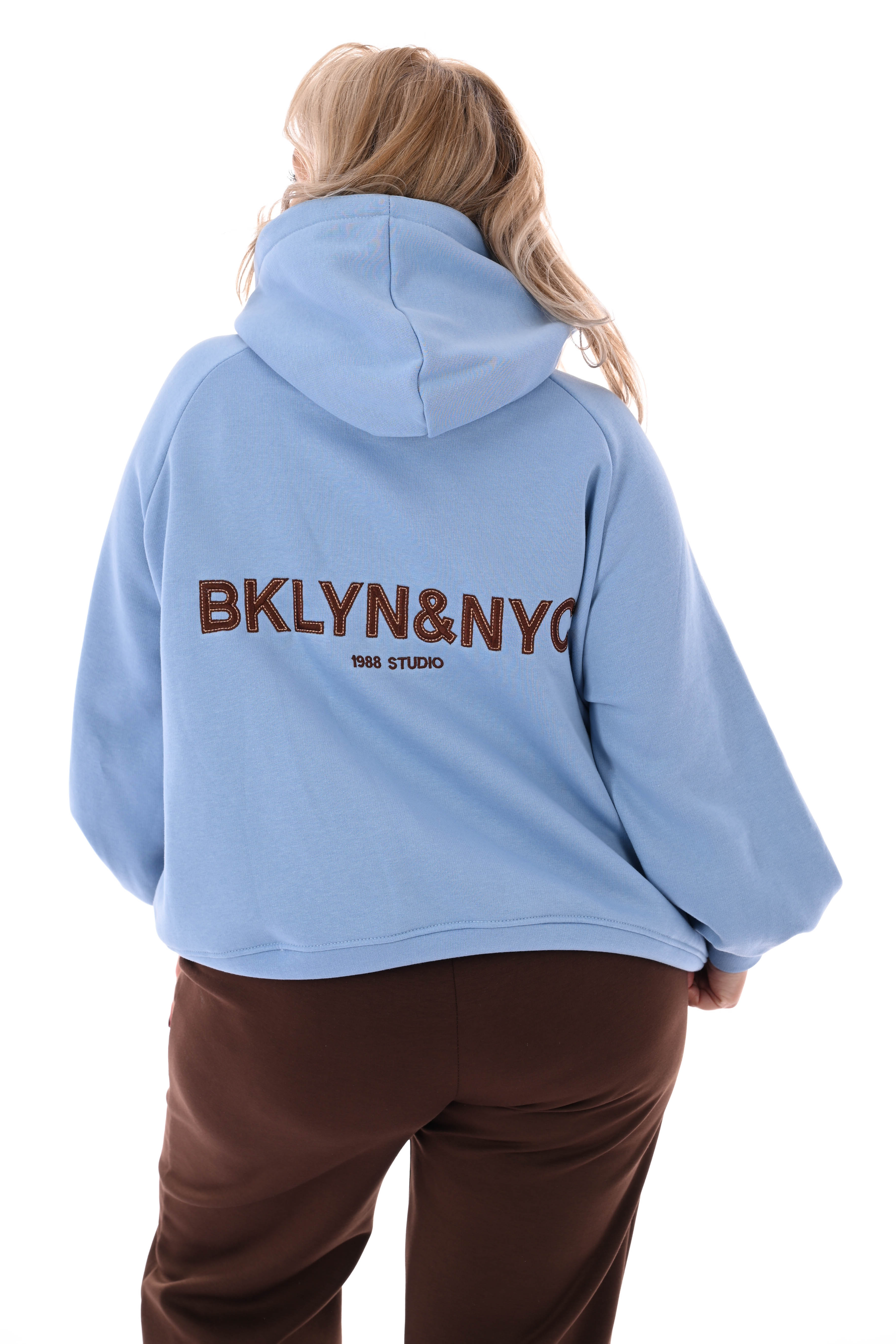 Hoodie Brooklyn & NYC lichtblauw