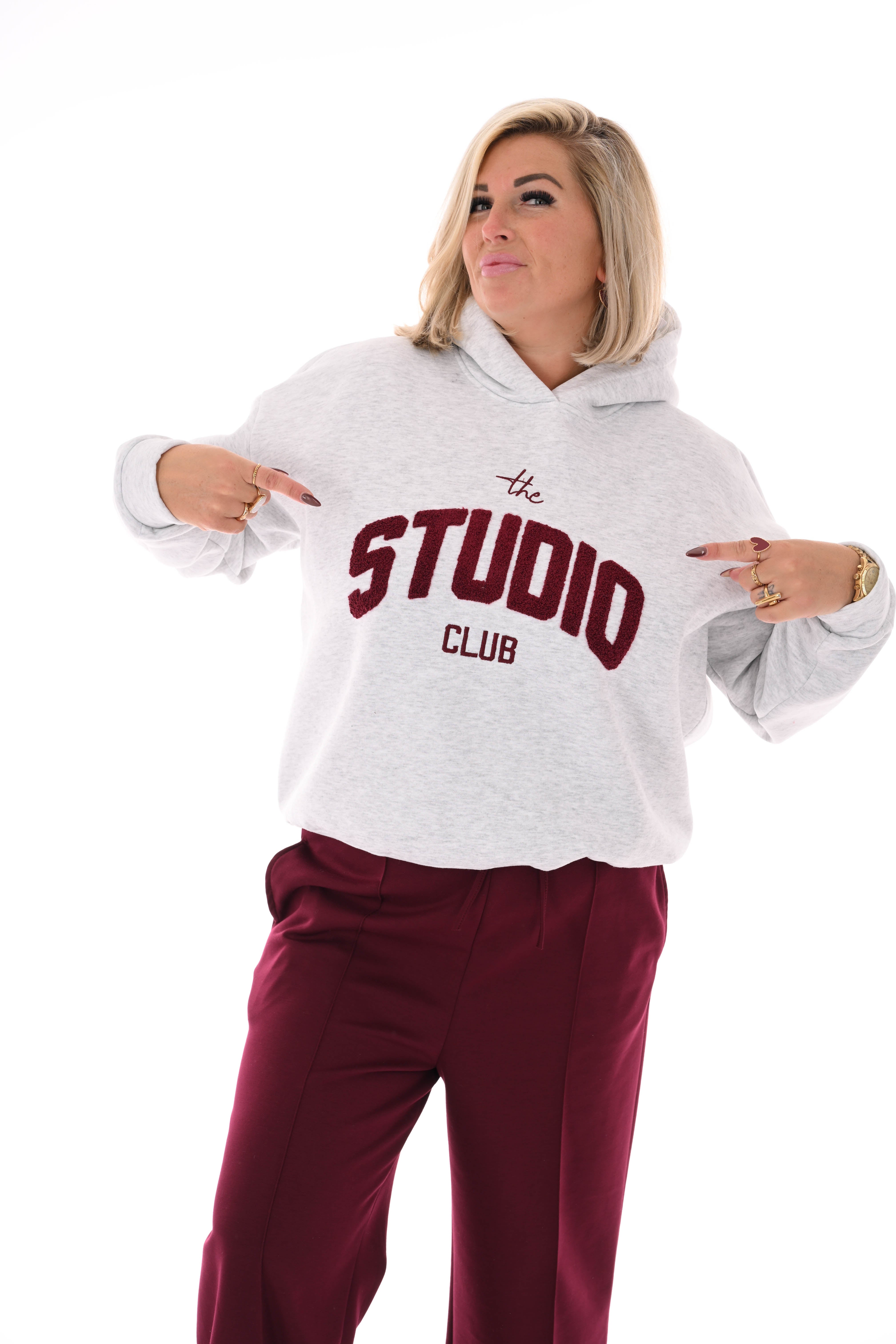 Hoodie studio club lichtgrijs