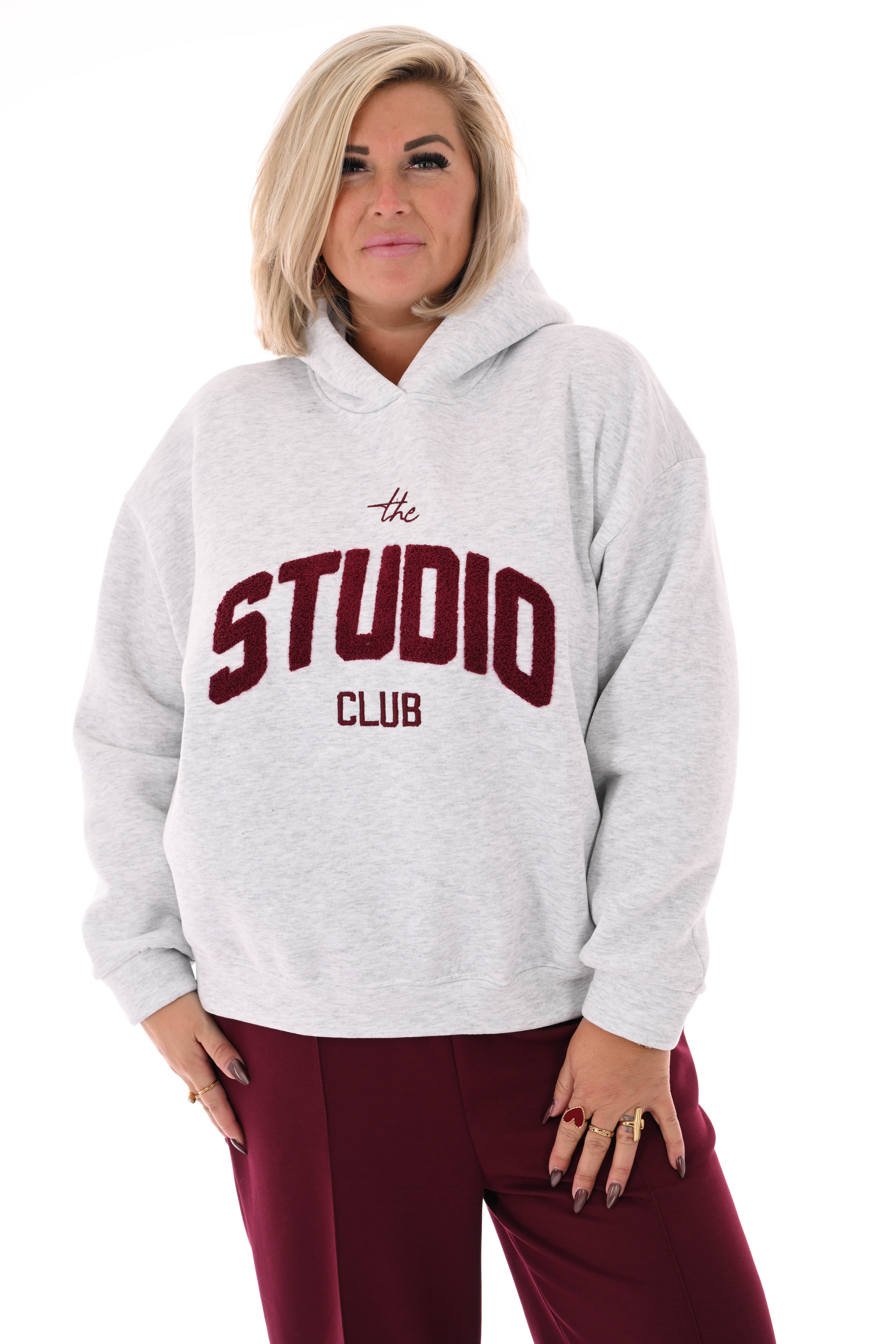 Hoodie studio club lichtgrijs