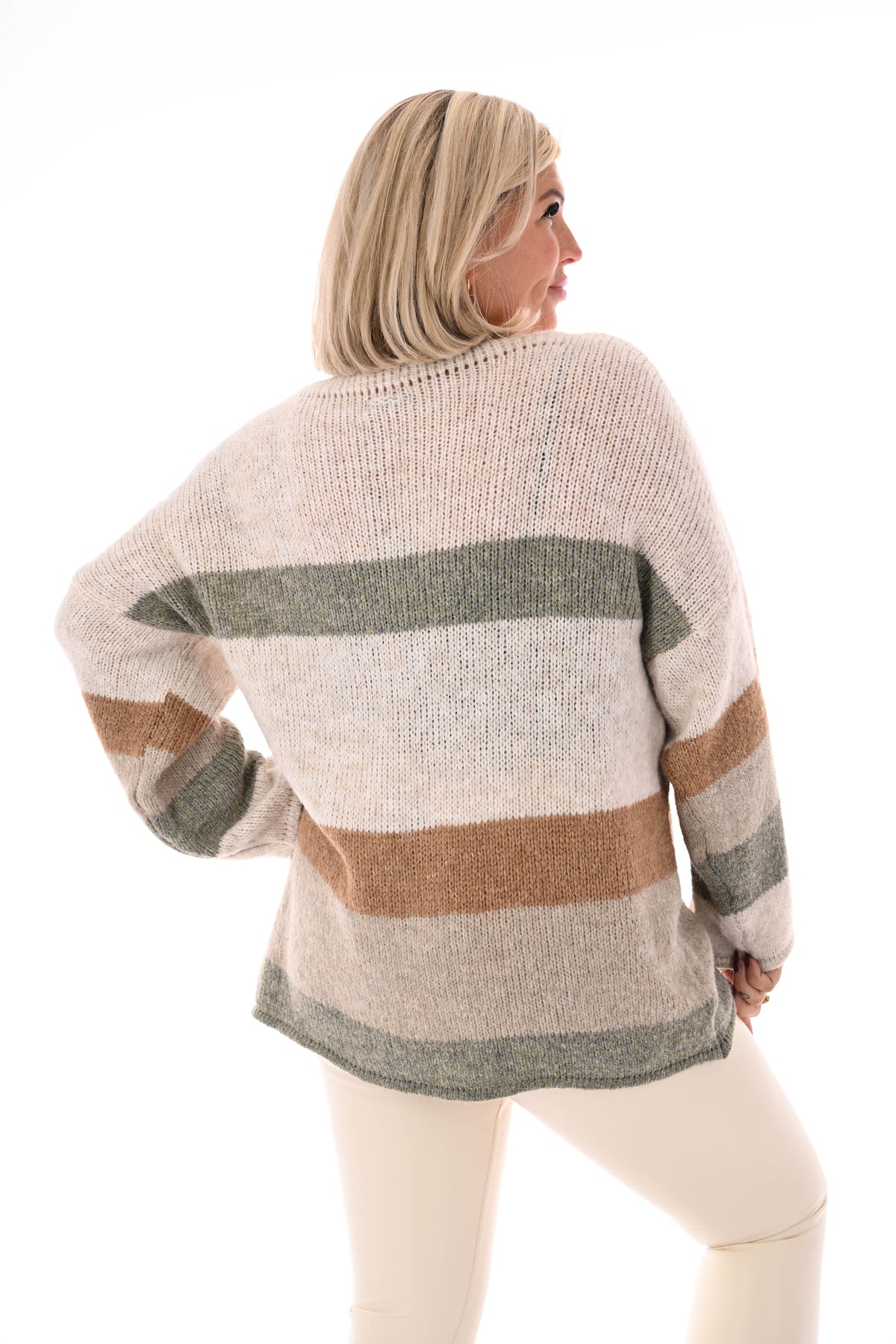 Gebreide trui love beige/camel