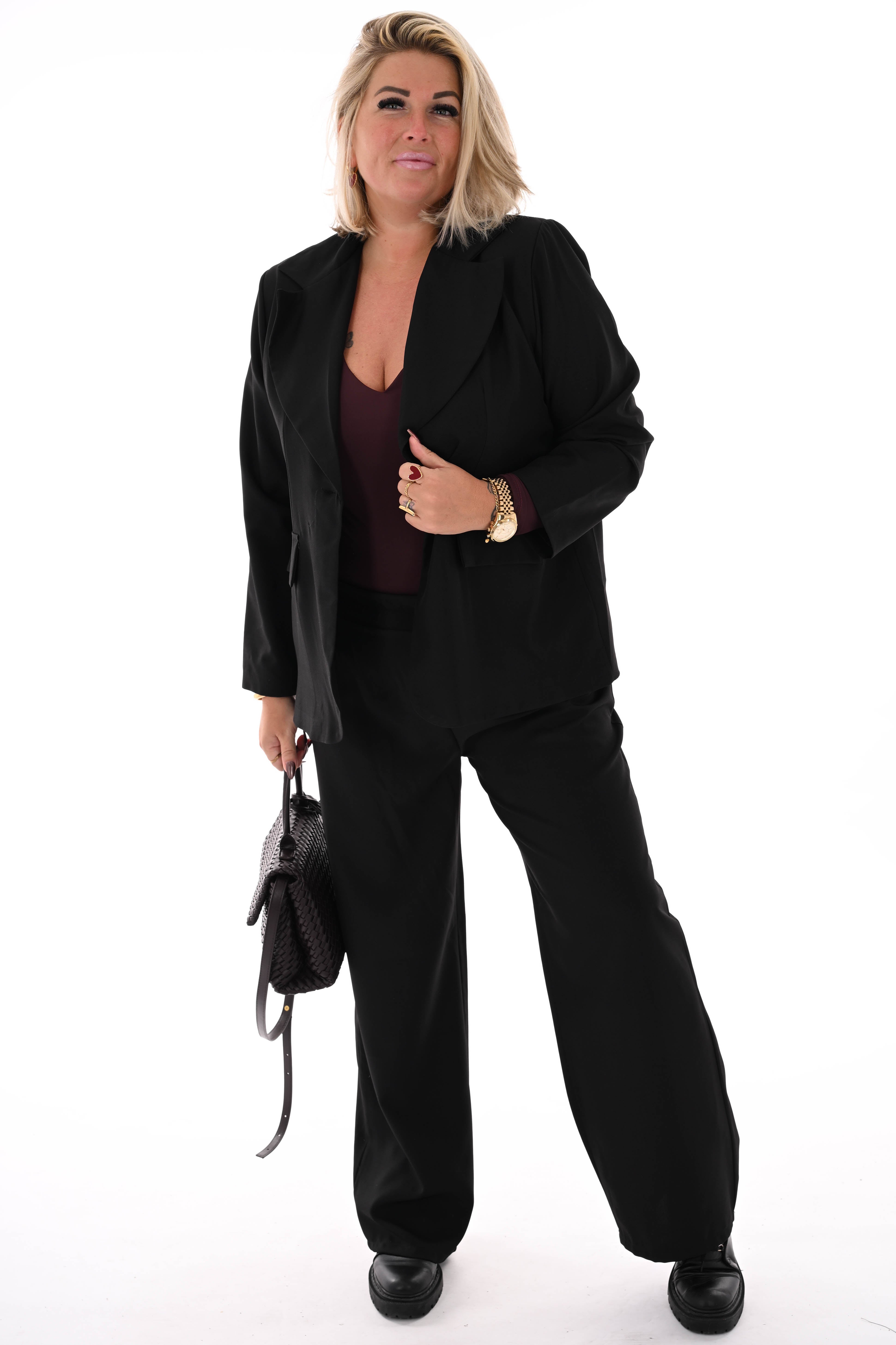 Tweedelig blazer pak uni zwart