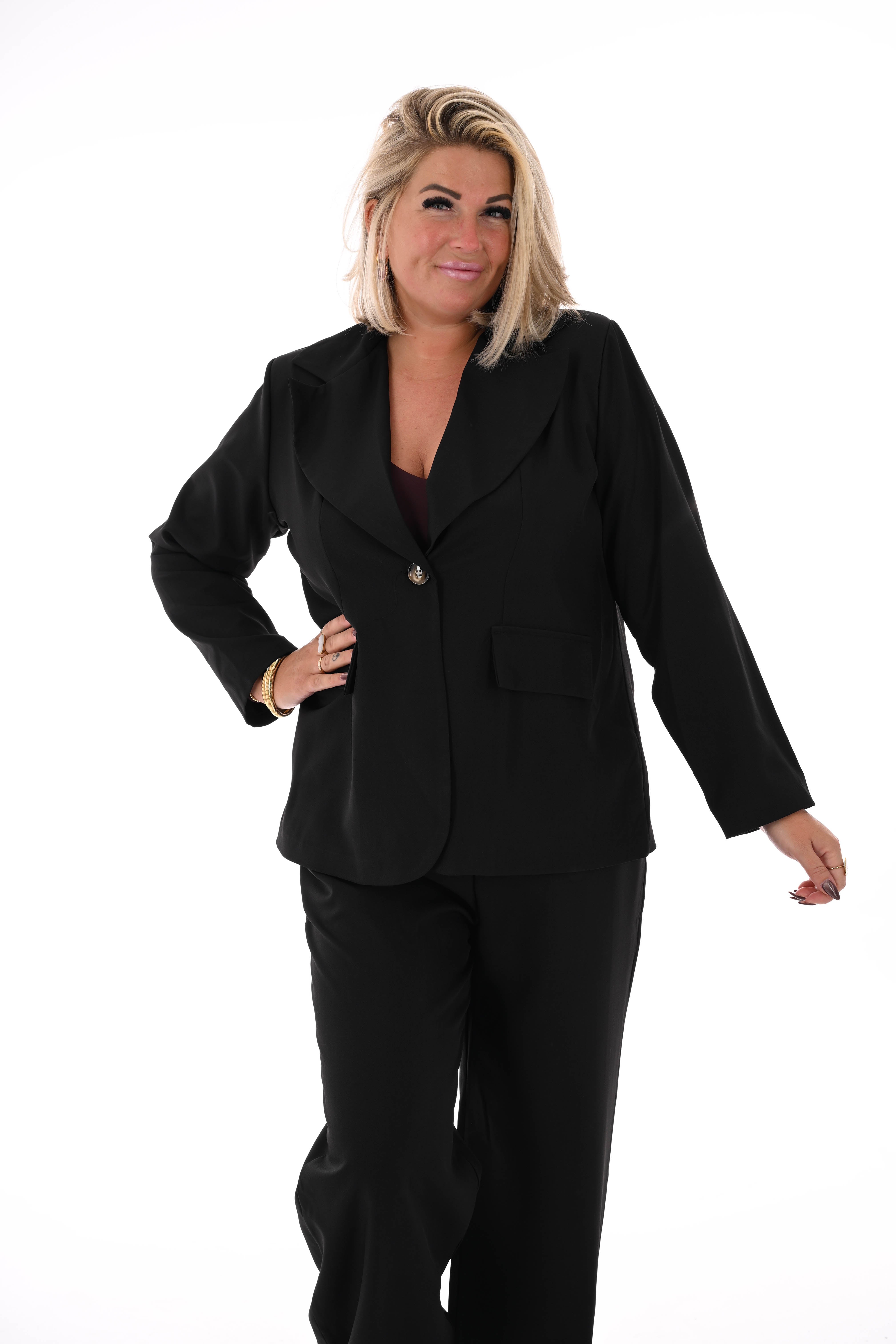 Tweedelig blazer pak uni zwart