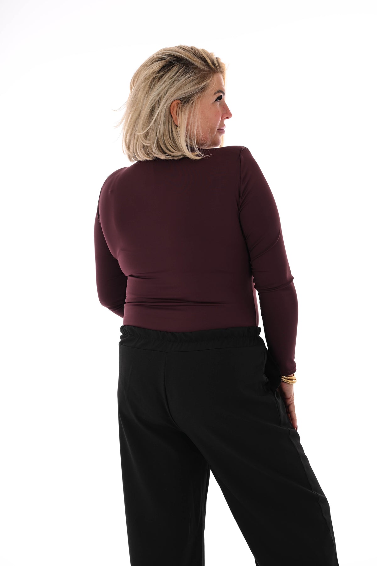 Body v-hals aubergine