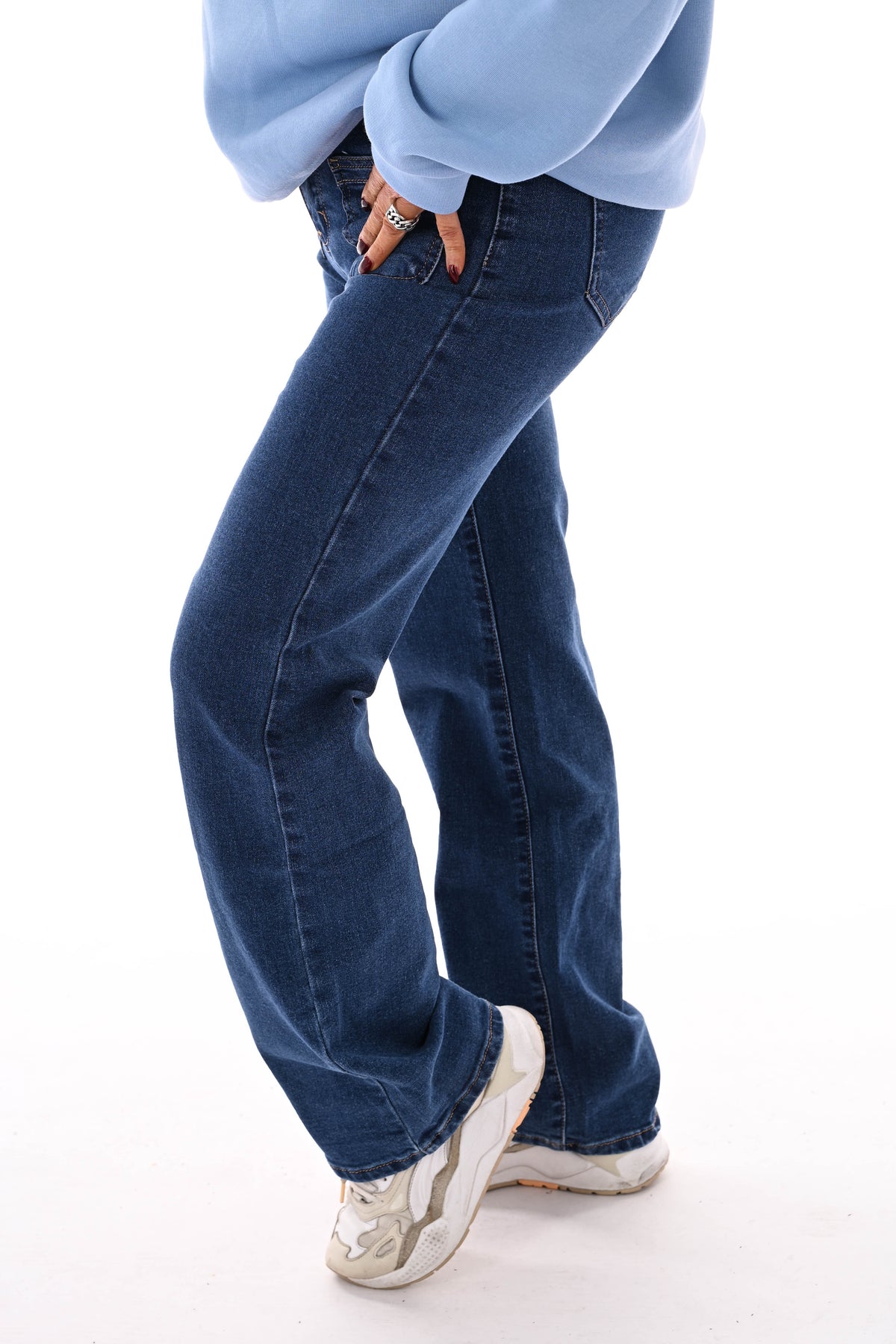 BB.S jeans wide leg zakken aan de voorkant blauw