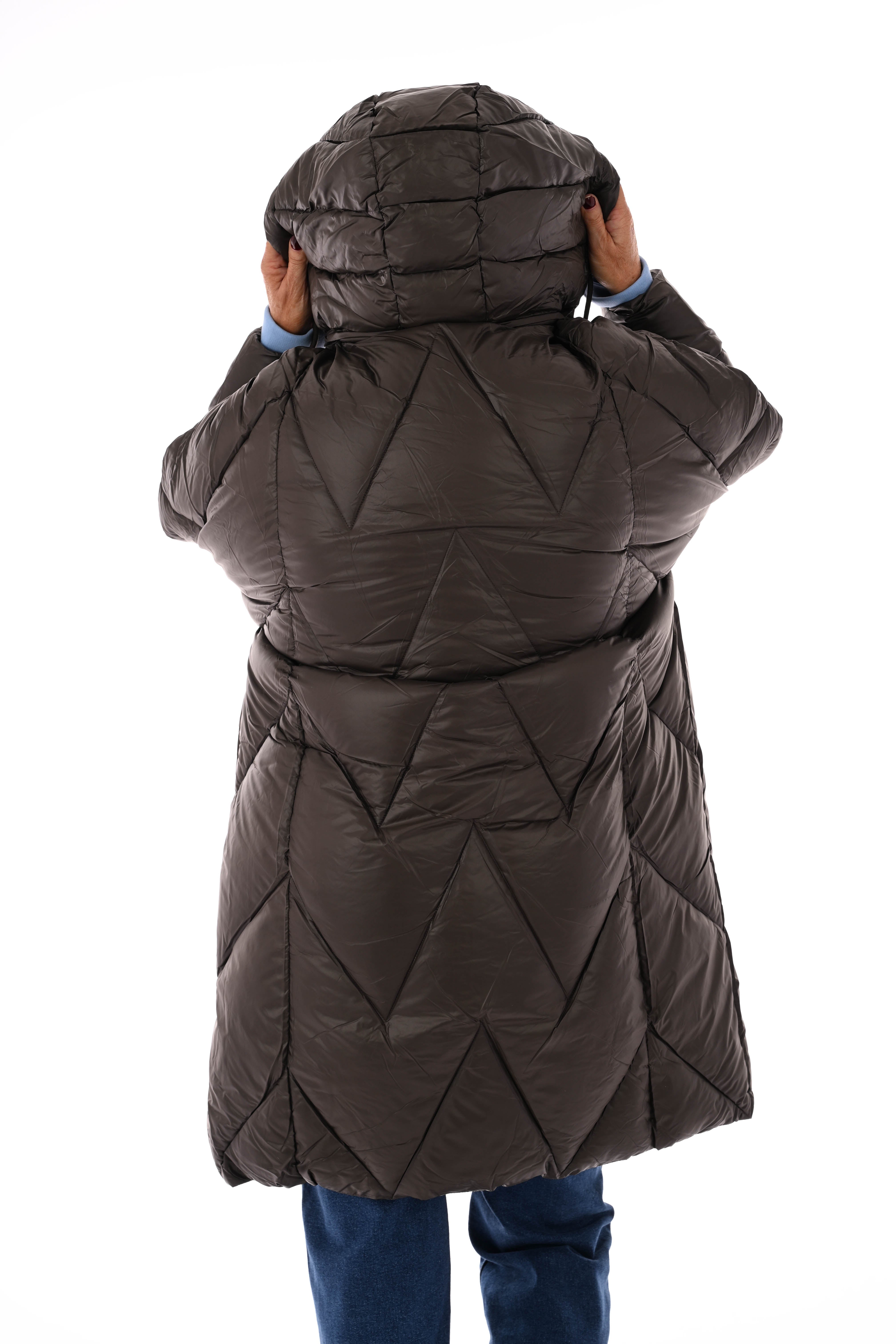 Half lange jas met capuchon bruin