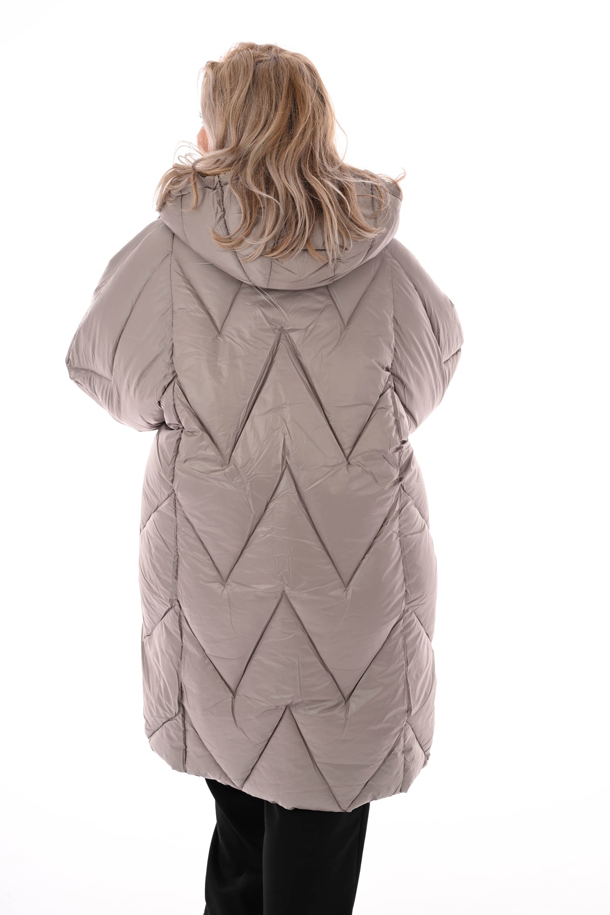 Half lange jas met capuchon taupe