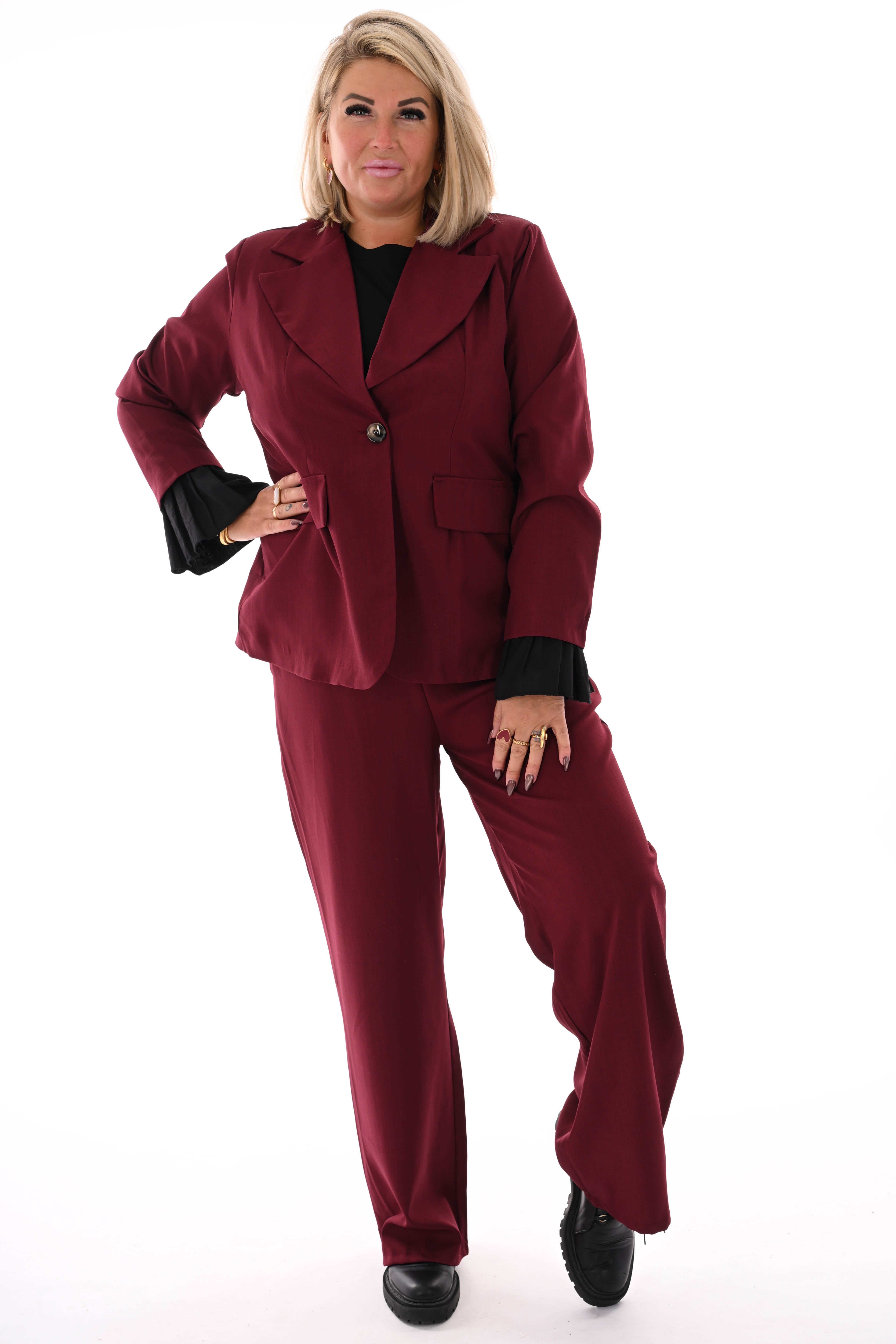 Tweedelig blazer pak uni bordeaux