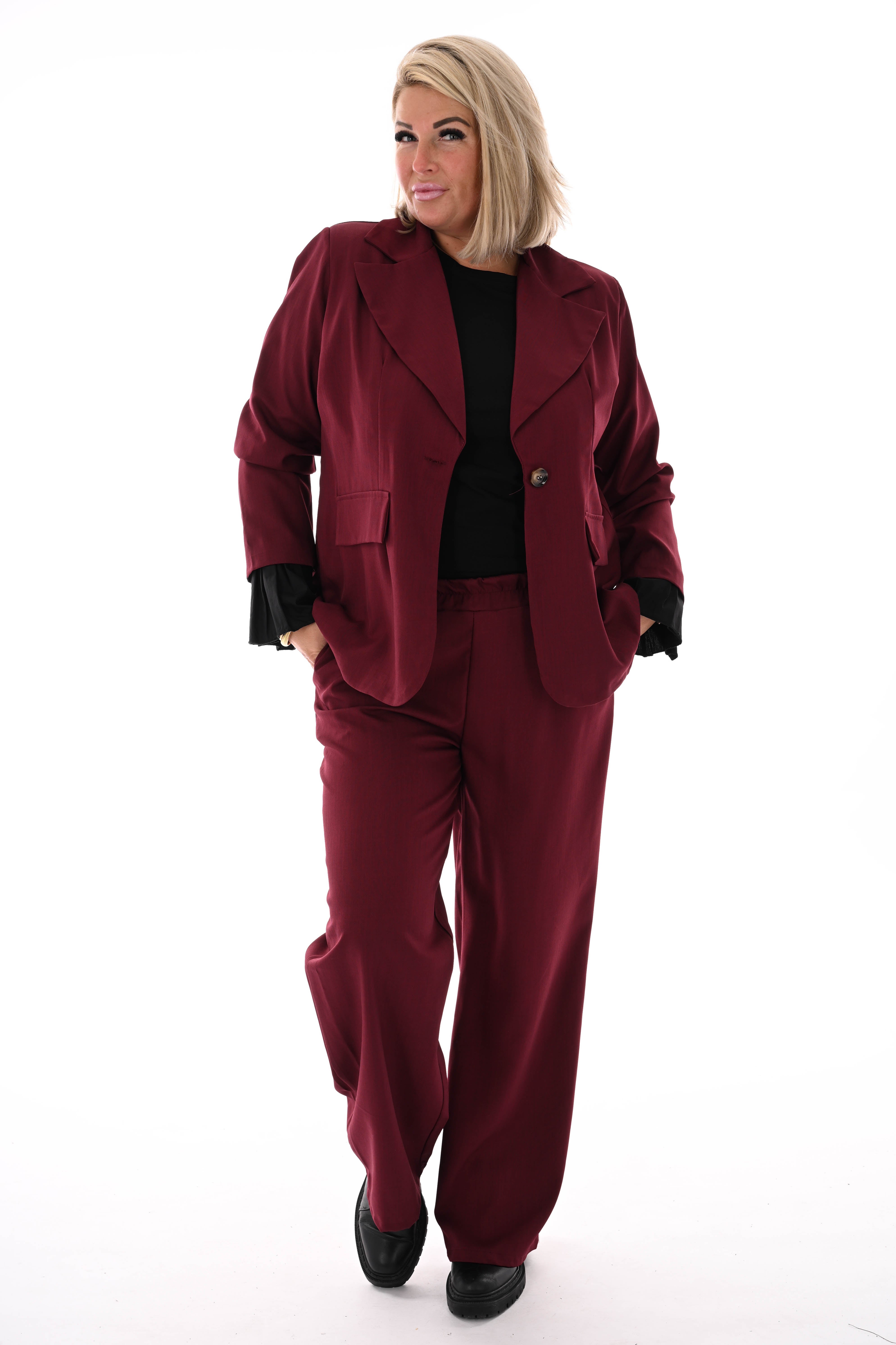 Basic shirt trompetmouwen uni zwart