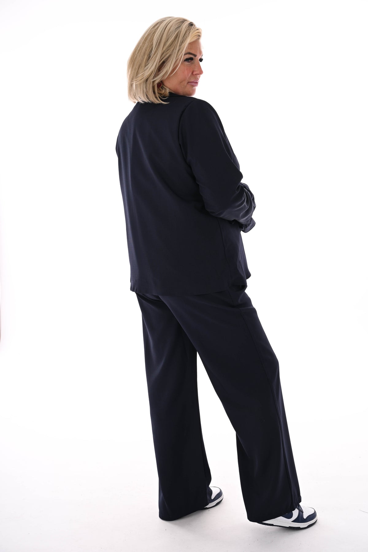 Tweedelig blazer pak uni marineblauw