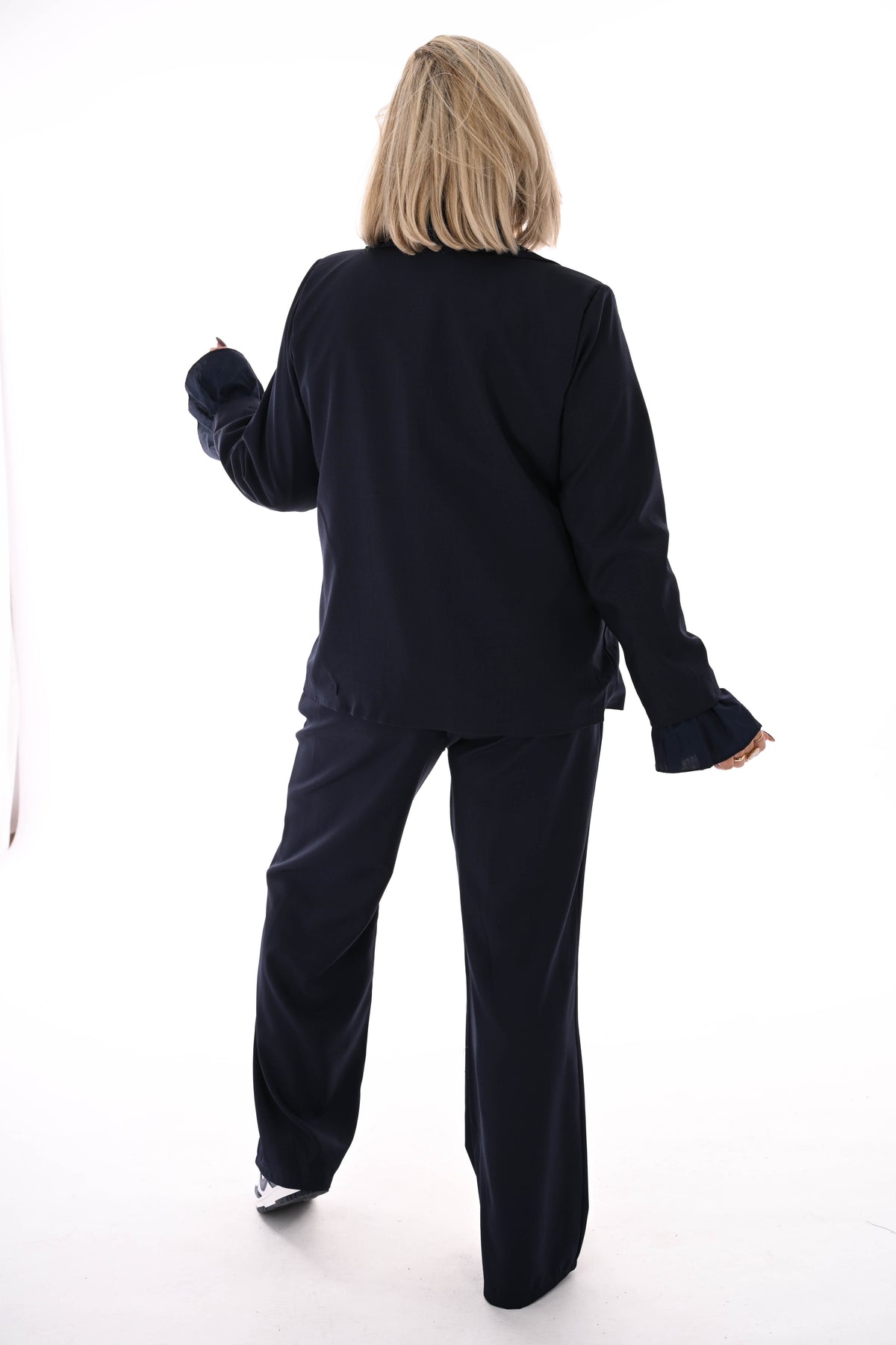 Tweedelig blazer pak uni marineblauw