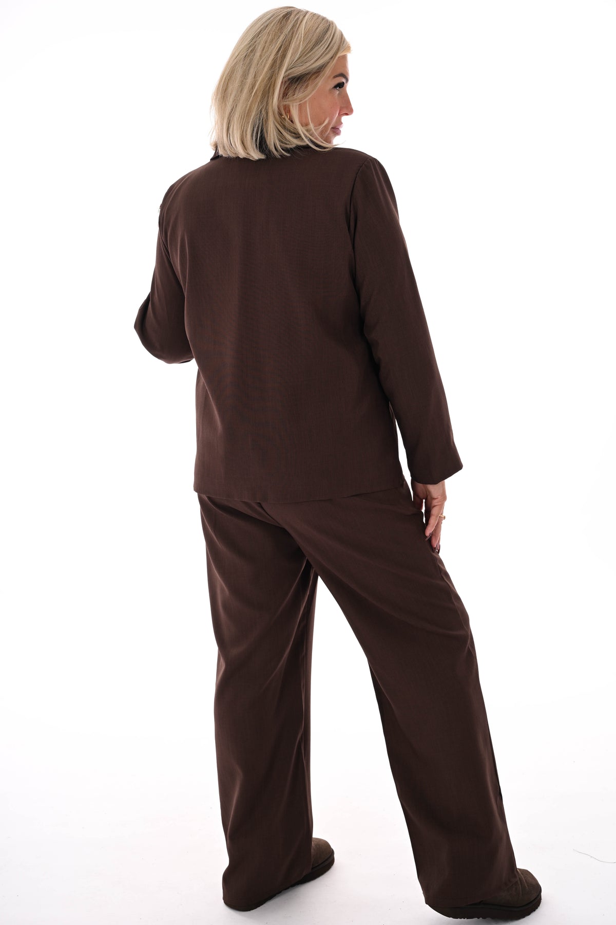 Tweedelig blazer pak uni bruin