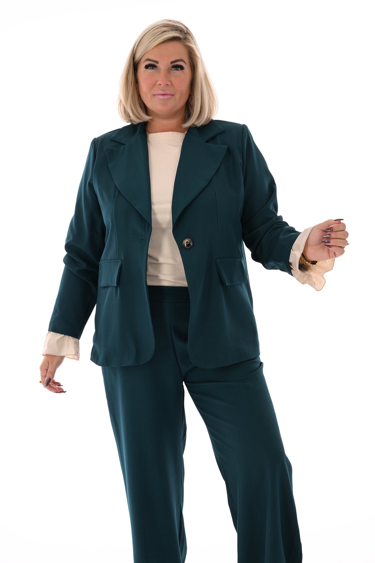 Tweedelig blazer pak uni petrol