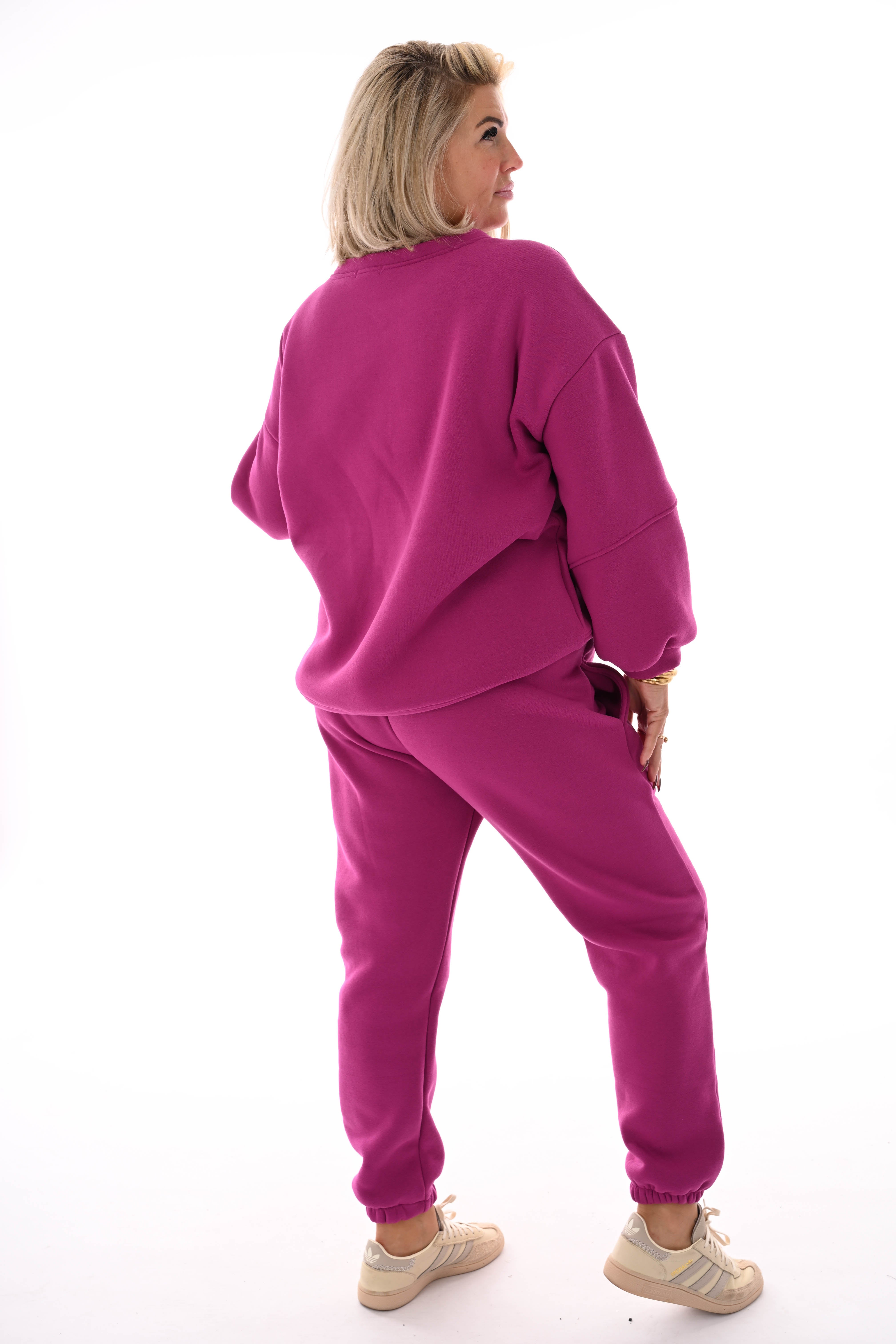 Tweedelig joggingspak applicatie cyclaam