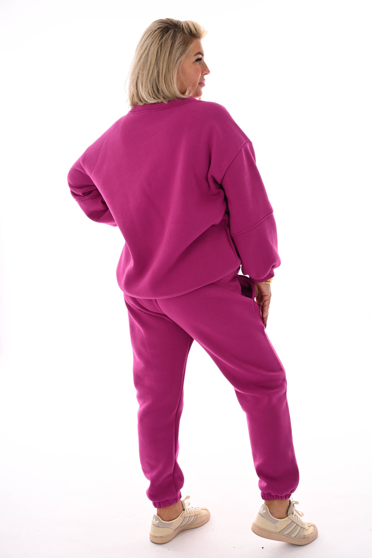 Tweedelig joggingspak applicatie cyclaam