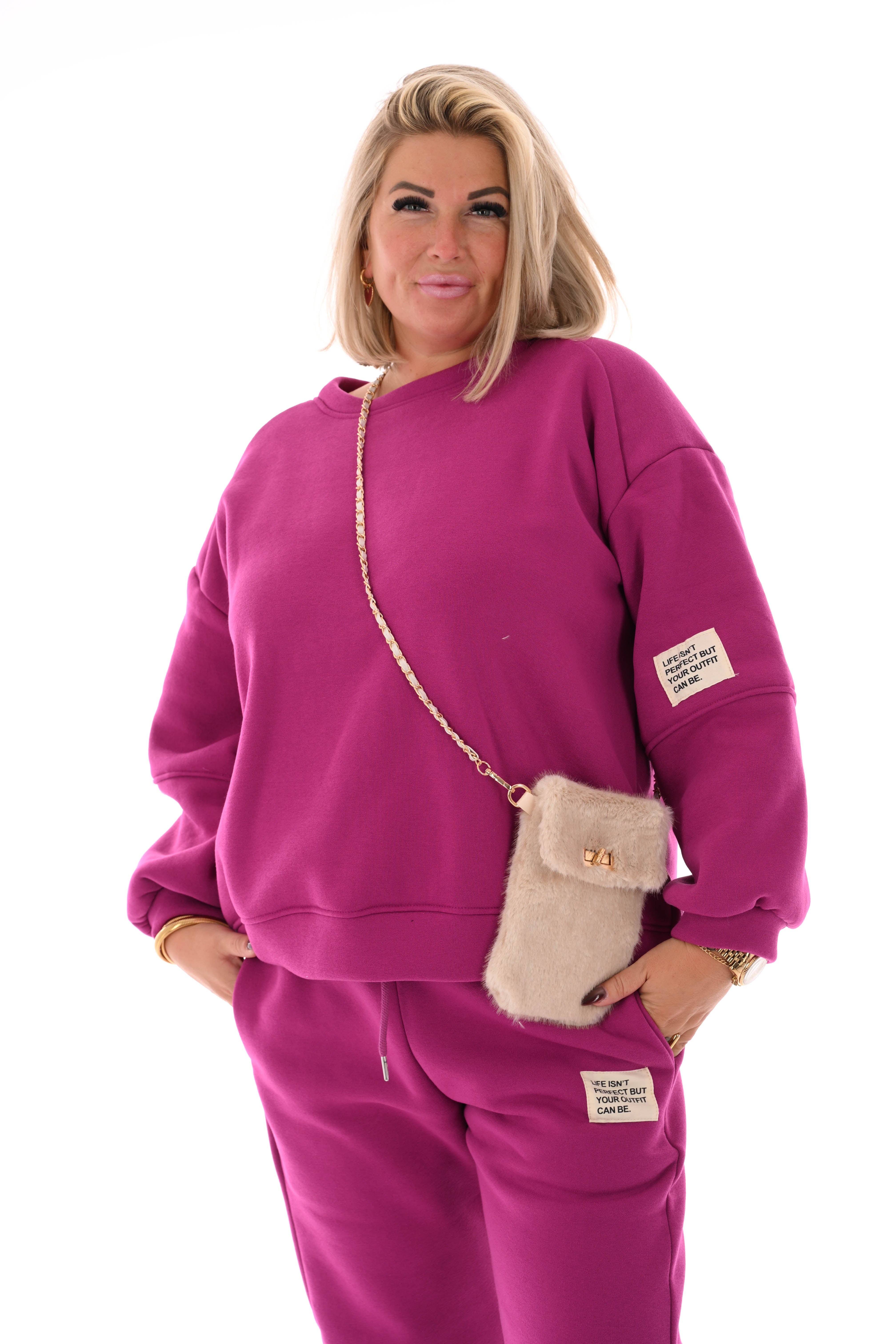 Tweedelig joggingspak applicatie cyclaam