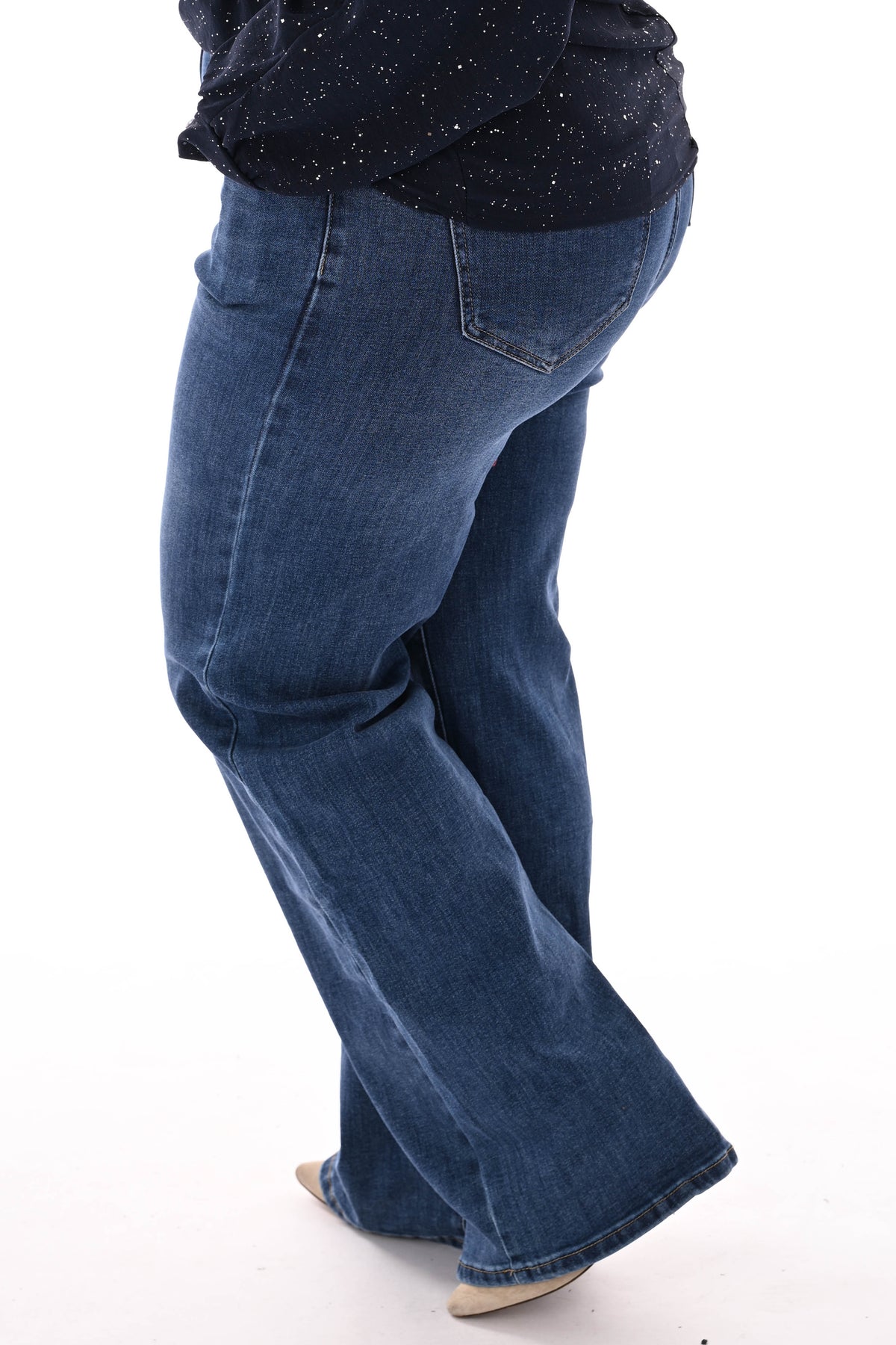 My Tina wide leg push-up middenblauw