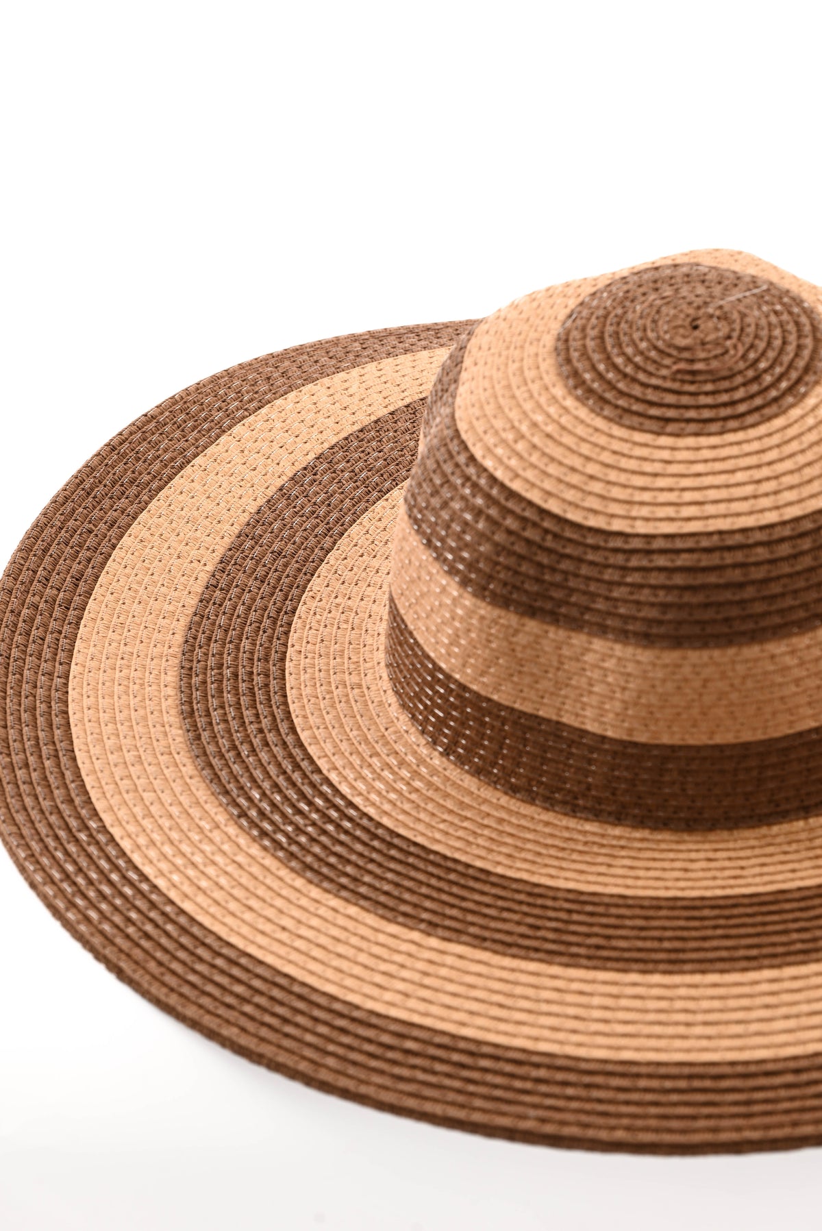 Hoed strepen bruin/beige