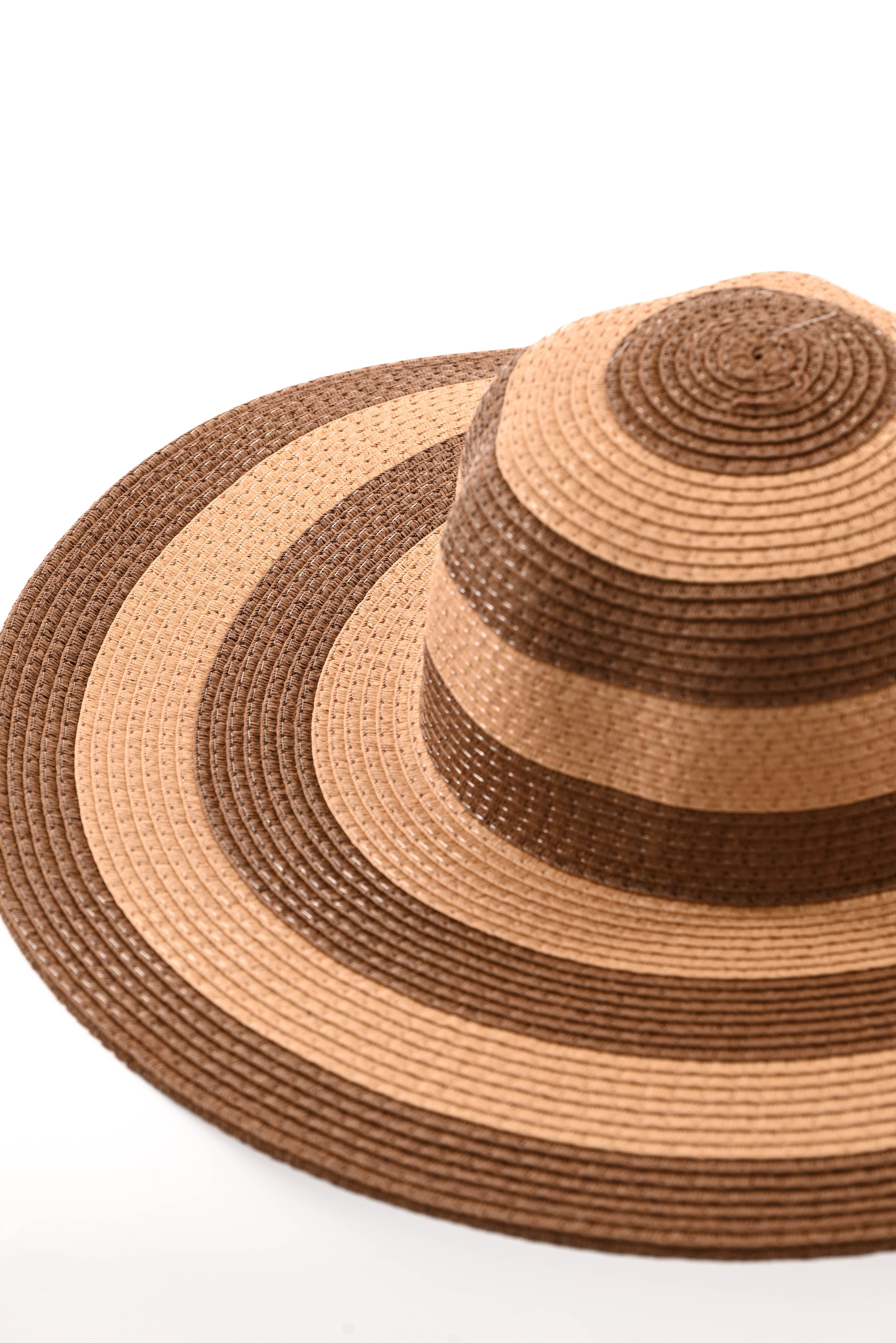 Hoed strepen bruin/beige