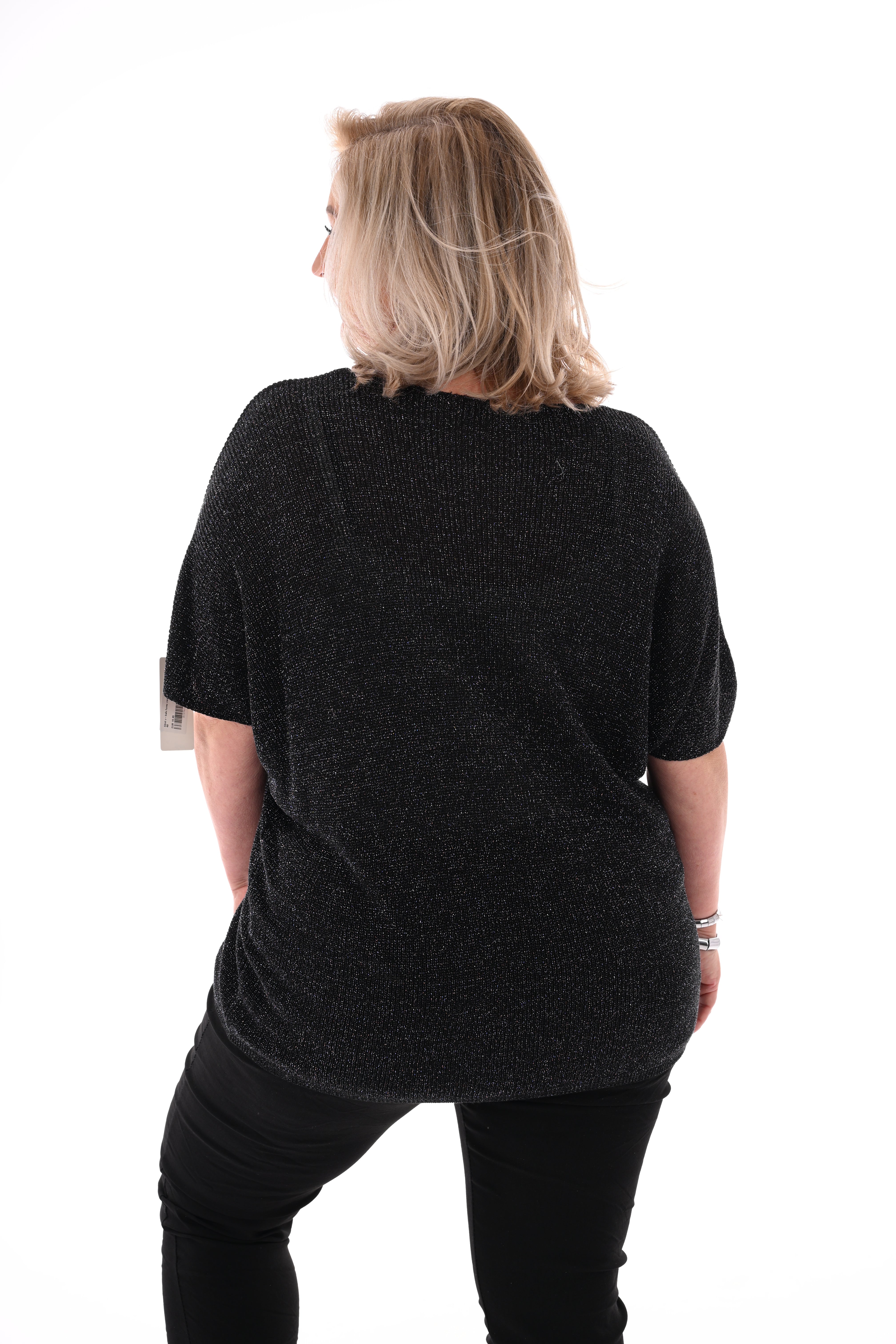 Shirt v-hals lurex zwart