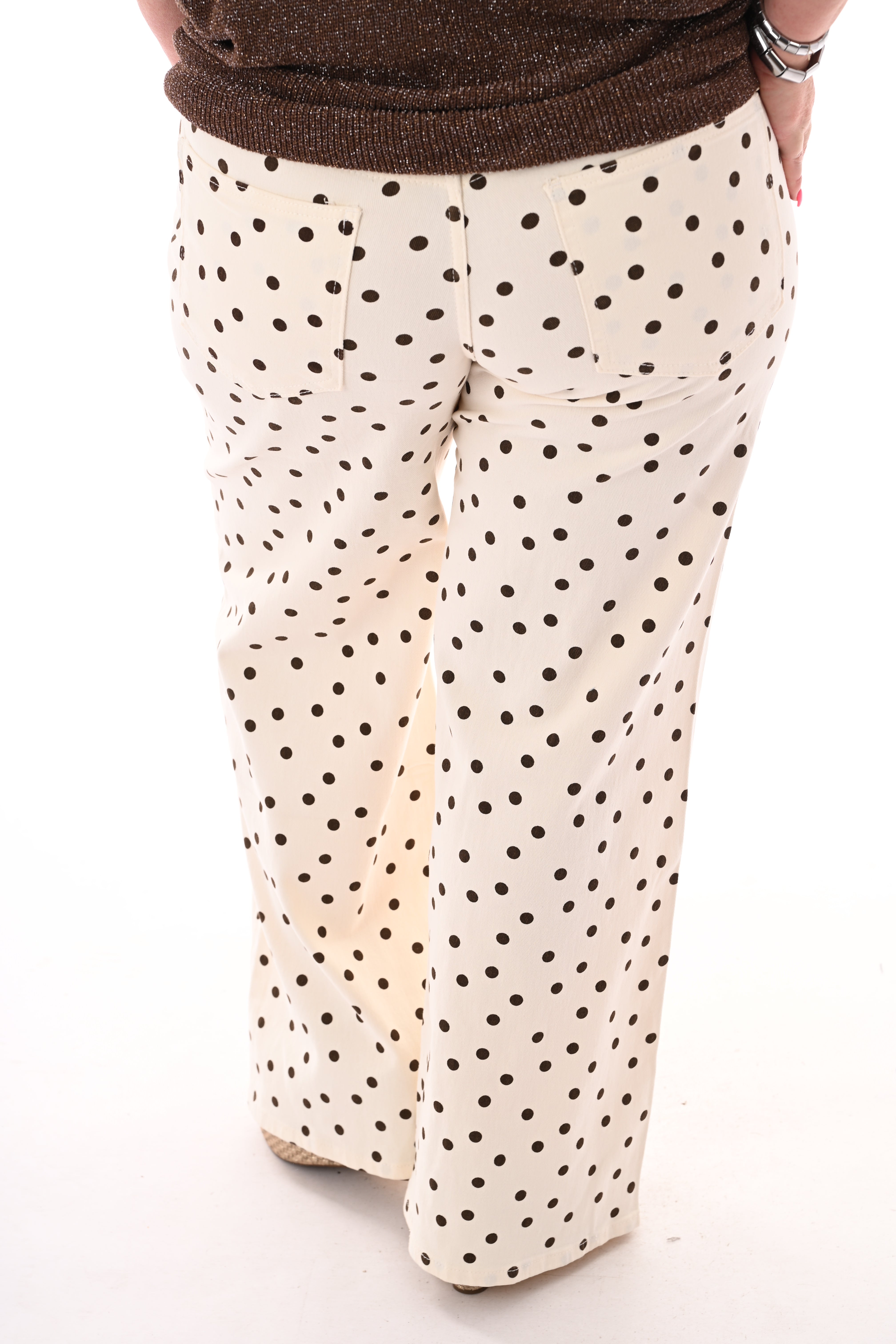 Redial wide leg dots roomwit/bruin