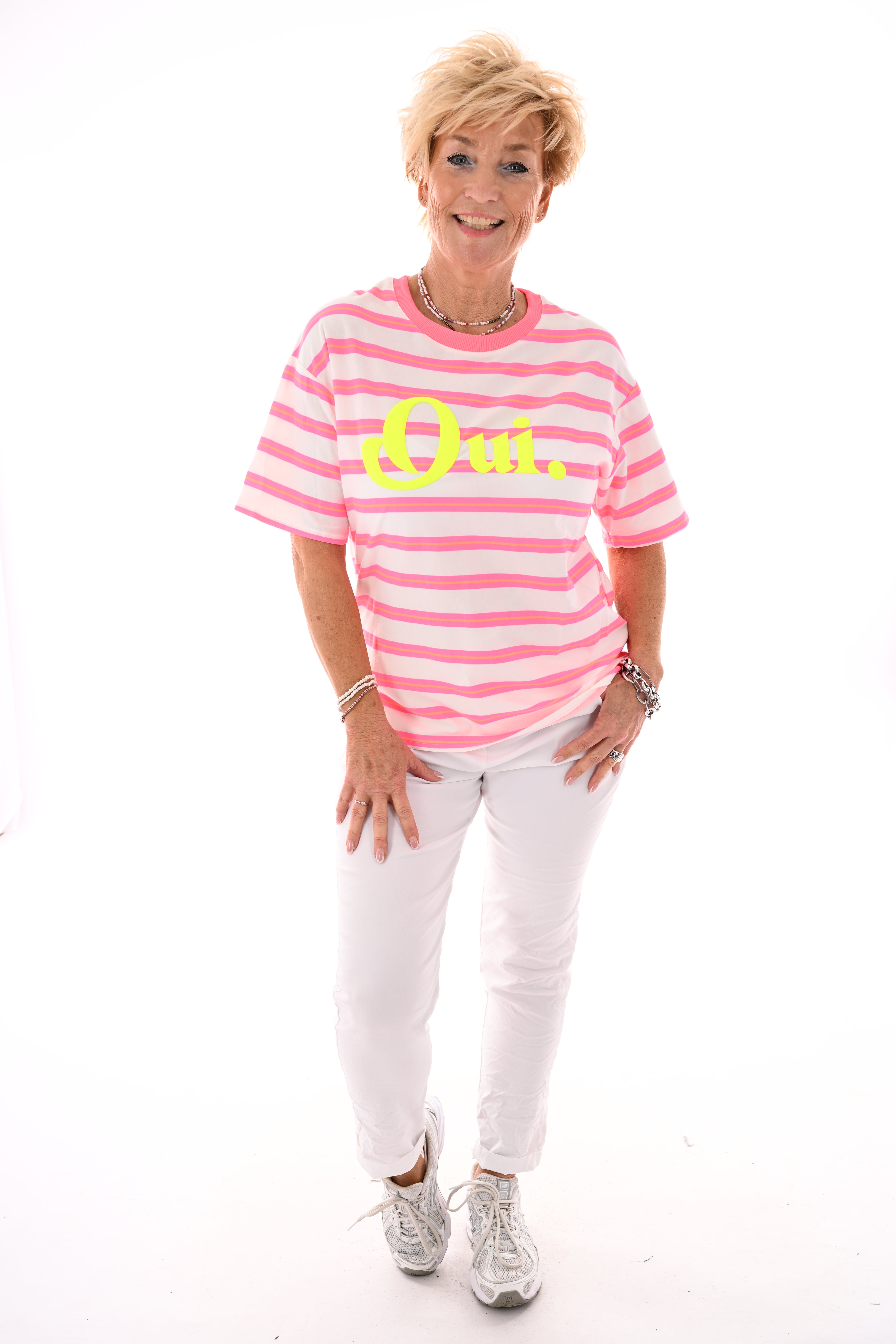 Shirt Oui wit/fuchsia