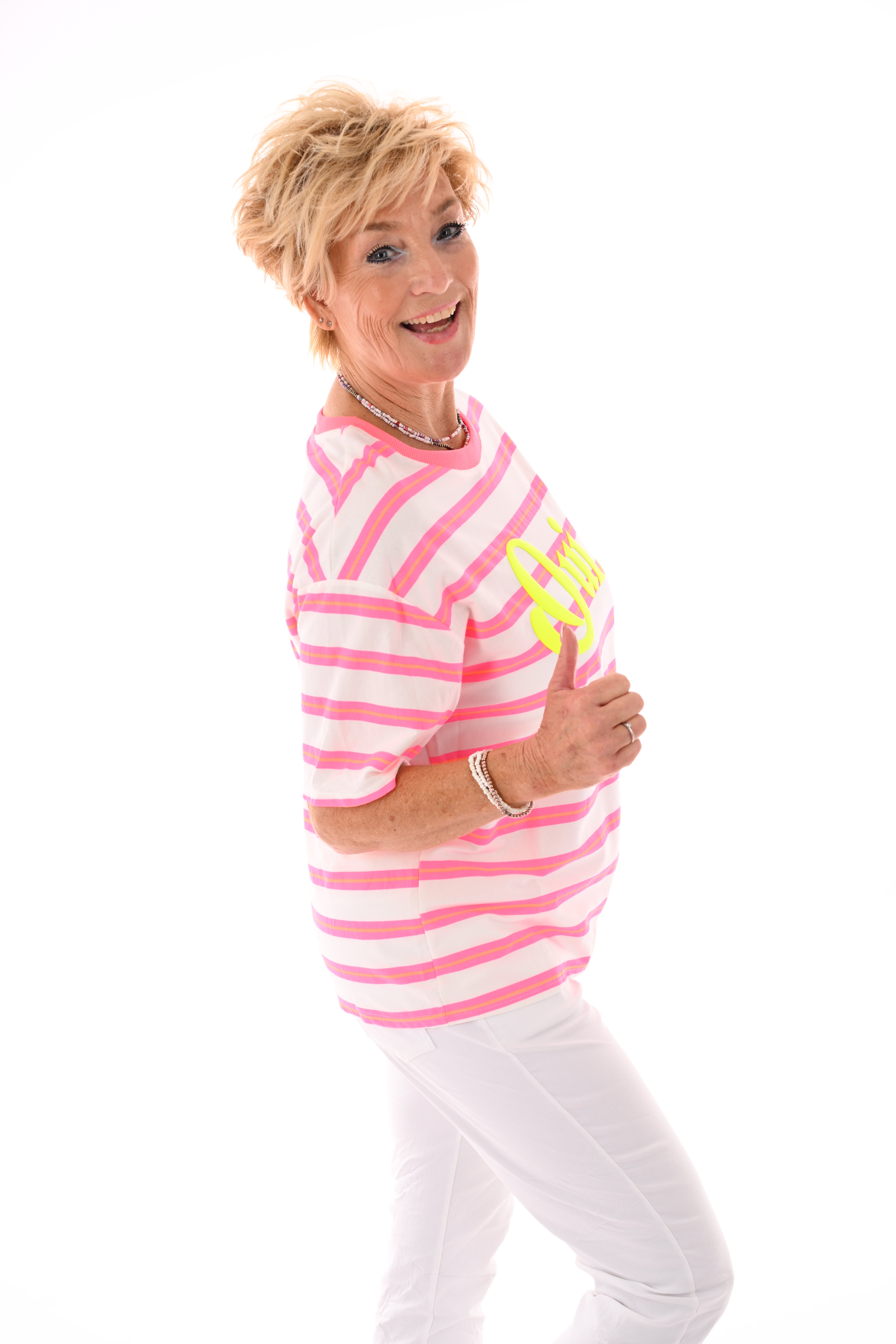 Shirt Oui wit/fuchsia